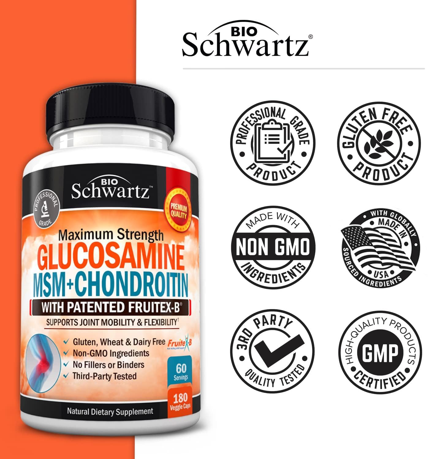 Foto 5 pulgar | Suplemento Bioschwartz Glucosamina Condroitina Msm 180 Cápsulas - Venta Internacional.