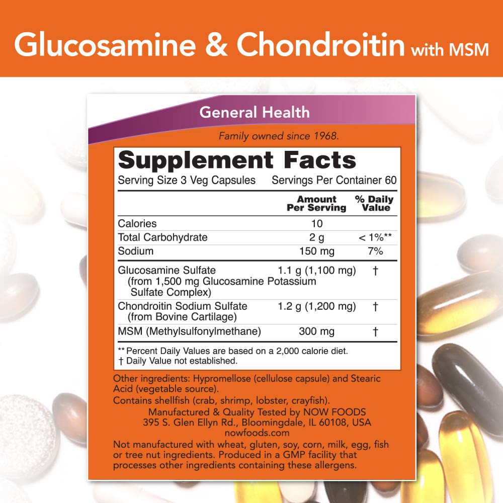 Foto 3 pulgar | Suplementos De Glucosamina Y Condroitina Con Msm De Now Foods, 180 Cápsulas - Venta Internacional.