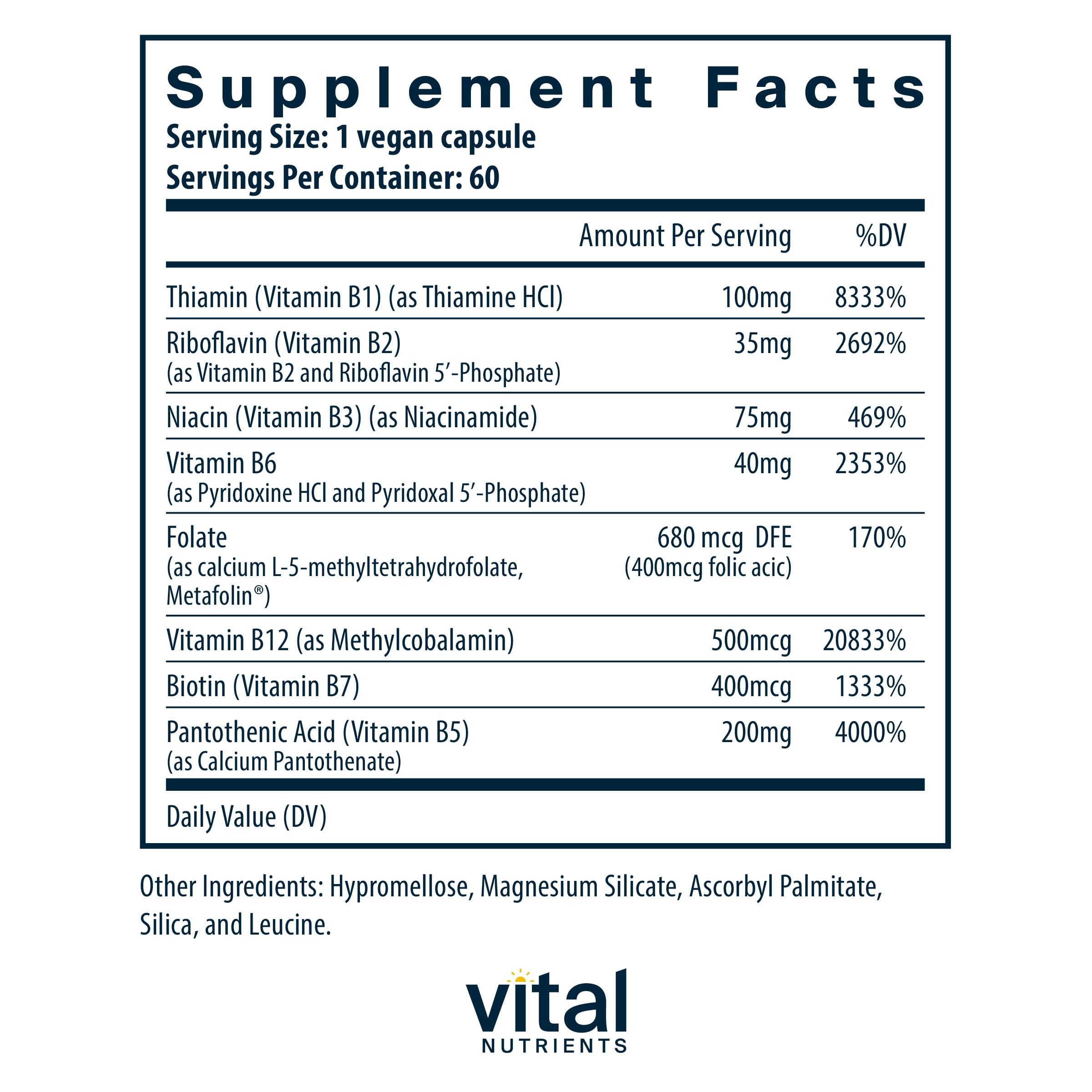 Foto 3 pulgar | Suplemento Vital Nutrients Con Complejo De Vitamina B, 60 Cápsulas - Venta Internacional.