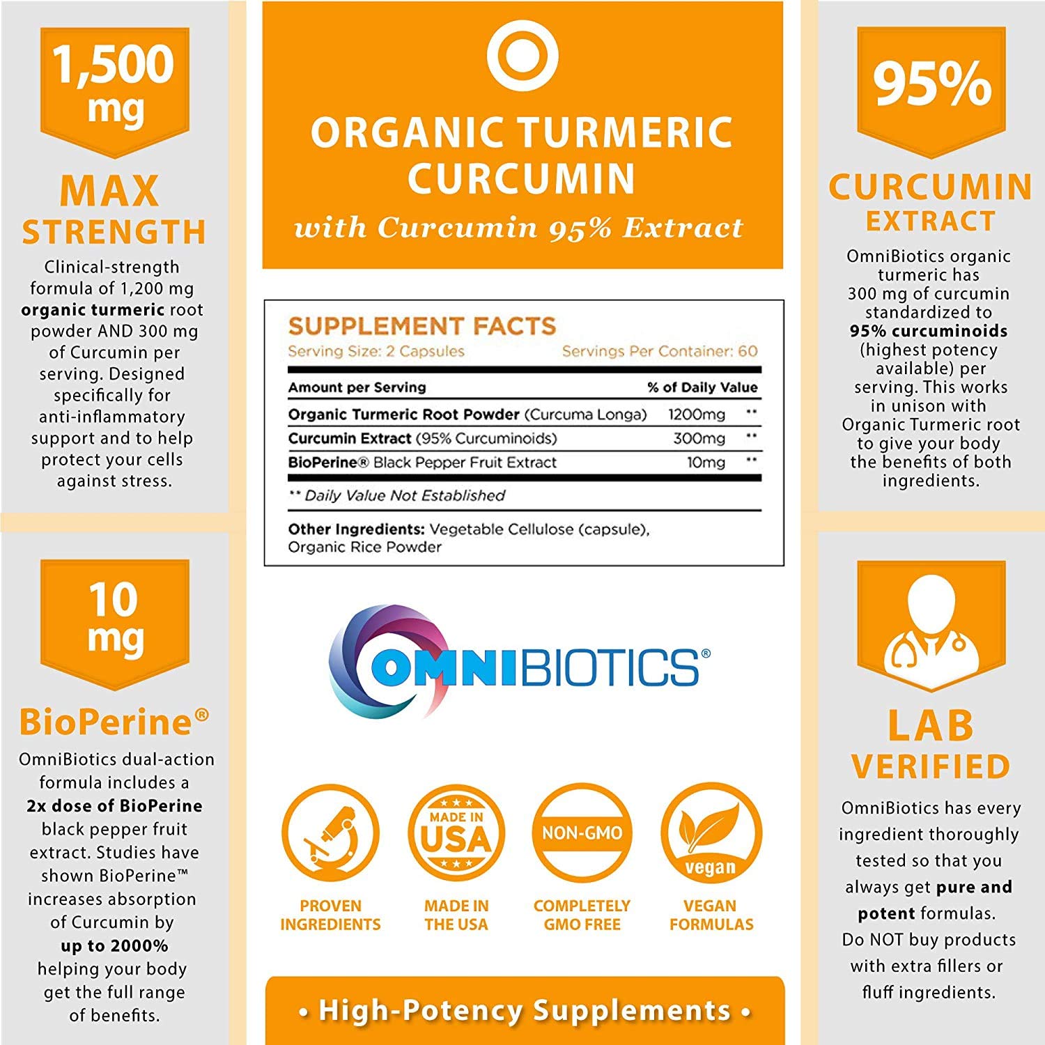Foto 3 pulgar | Suplemento De Curcumina De Cúrcuma Orgánica Omnibiotics 1500 Mg - Venta Internacional.