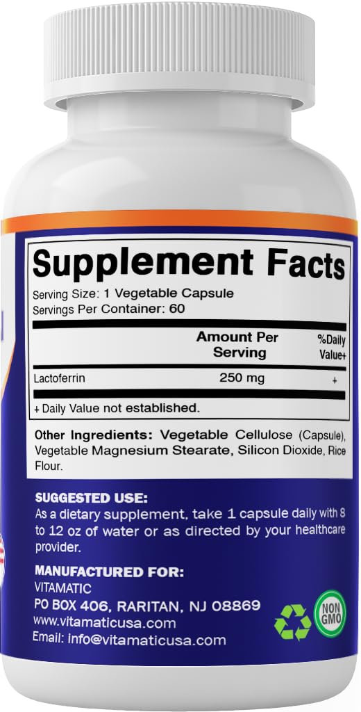 Foto 7 pulgar | Suplemento Vitamático De Lactoferrina 250 Mg, 60 Cápsulas Vegetales - Venta Internacional.