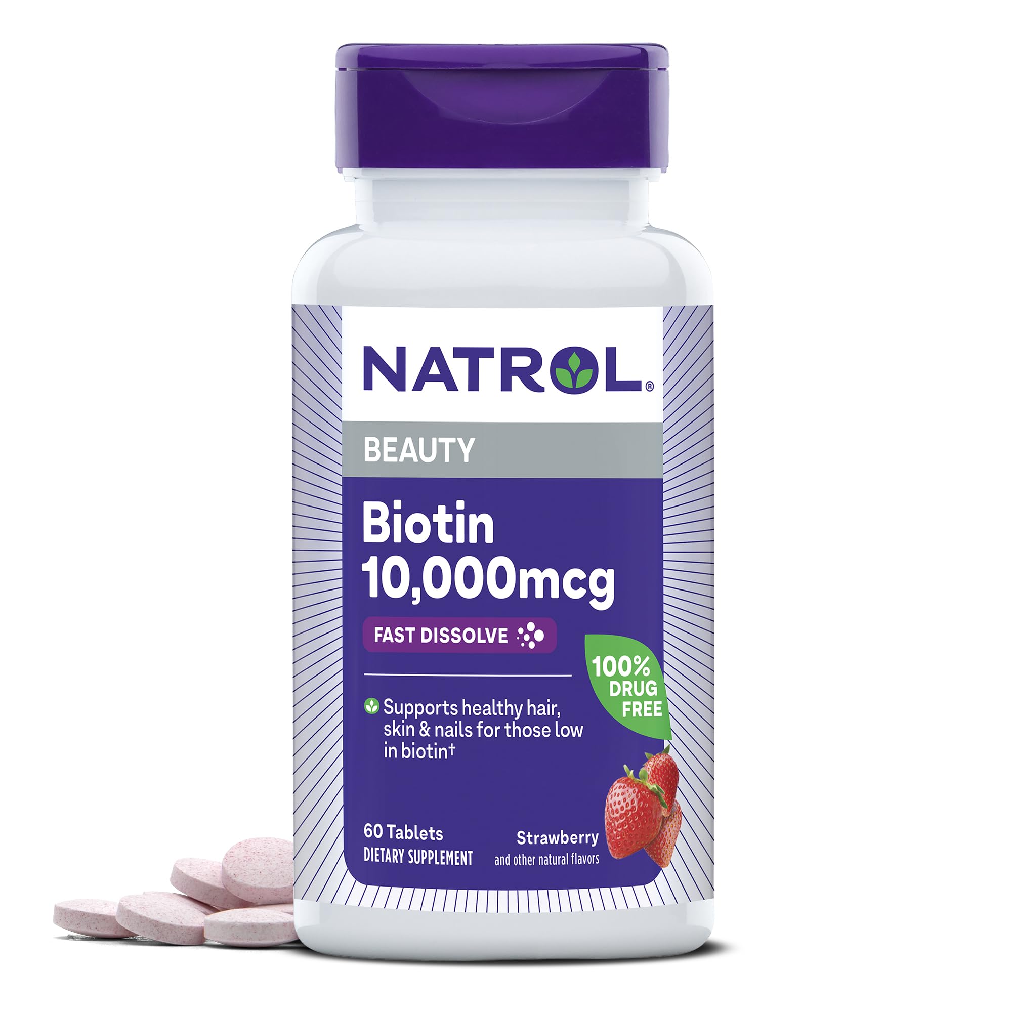 Foto 2 pulgar | Suplemento Natrol Beauty Biotina De 10000 Mcg Para Cabello, 60 Tabletas - Venta Internacional.