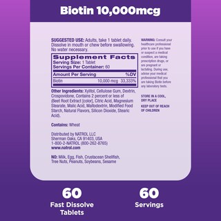Foto 5 | Suplemento Natrol Beauty Biotina De 10000 Mcg Para Cabello, 60 Tabletas - Venta Internacional.
