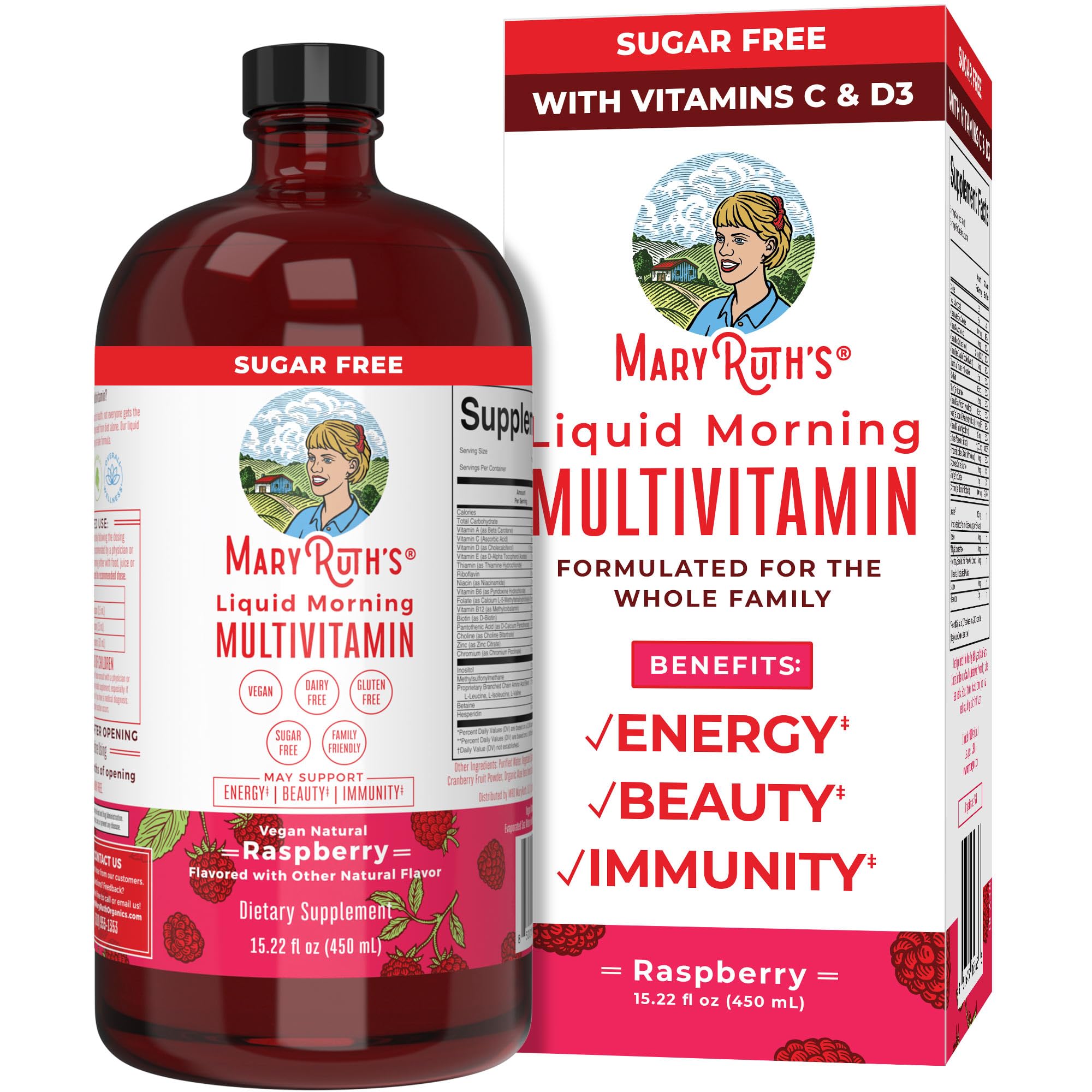 Foto 2 pulgar | Multivitamínico Maryruth Organics Líquido Frambuesa, 450 Ml - Venta Internacional.