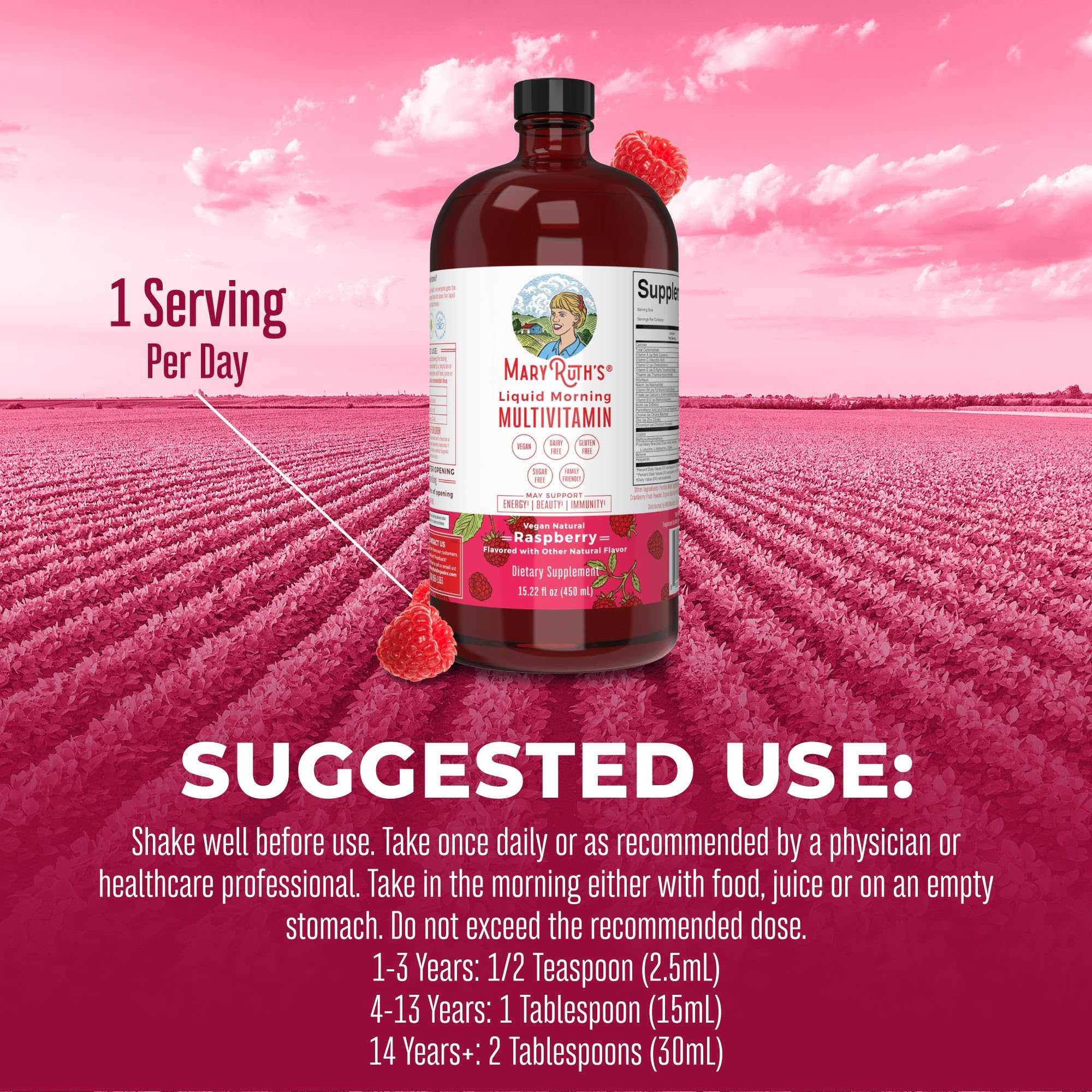 Foto 5 pulgar | Multivitamínico Maryruth Organics Líquido Frambuesa, 450 Ml - Venta Internacional.