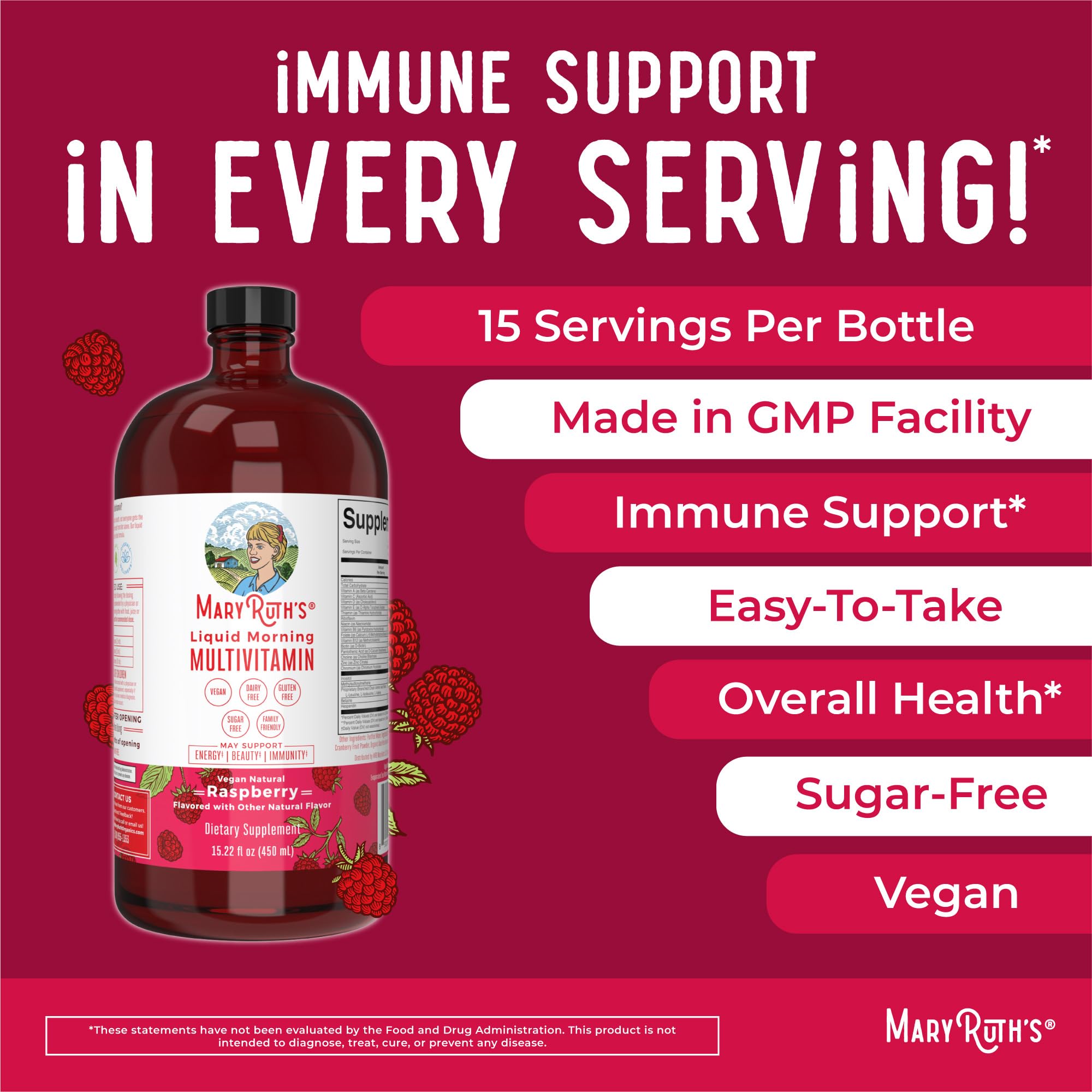 Foto 7 pulgar | Multivitamínico Maryruth Organics Líquido Frambuesa, 450 Ml - Venta Internacional.
