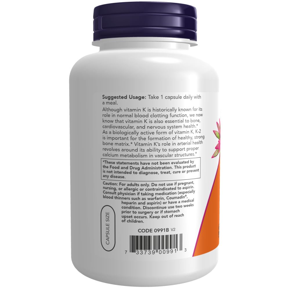 Foto 4 pulgar | Cápsula Vegetal Supplement Now Foods Con Vitamina K-2 250 - Venta Internacional.