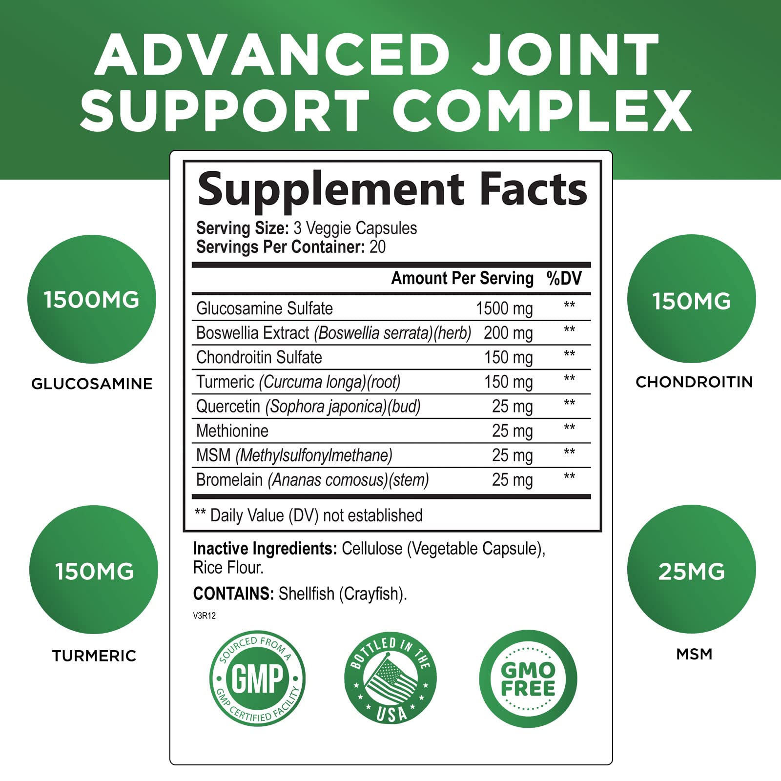 Foto 3 pulgar | Suplemento De Apoyo Articular Nature's Nutrition Glucosamine - Venta Internacional.