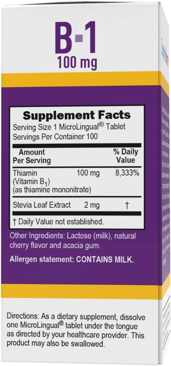 Foto 5 pulgar | Vitamina B1 (tiamina) 100 Mg De Superior Source Microlingual X100 - Venta Internacional.
