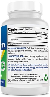 Foto 5 | Suplemento Best Naturals De Lactoferrina 250 Mg, 60 Cápsulas Vegetarianas - Venta Internacional.
