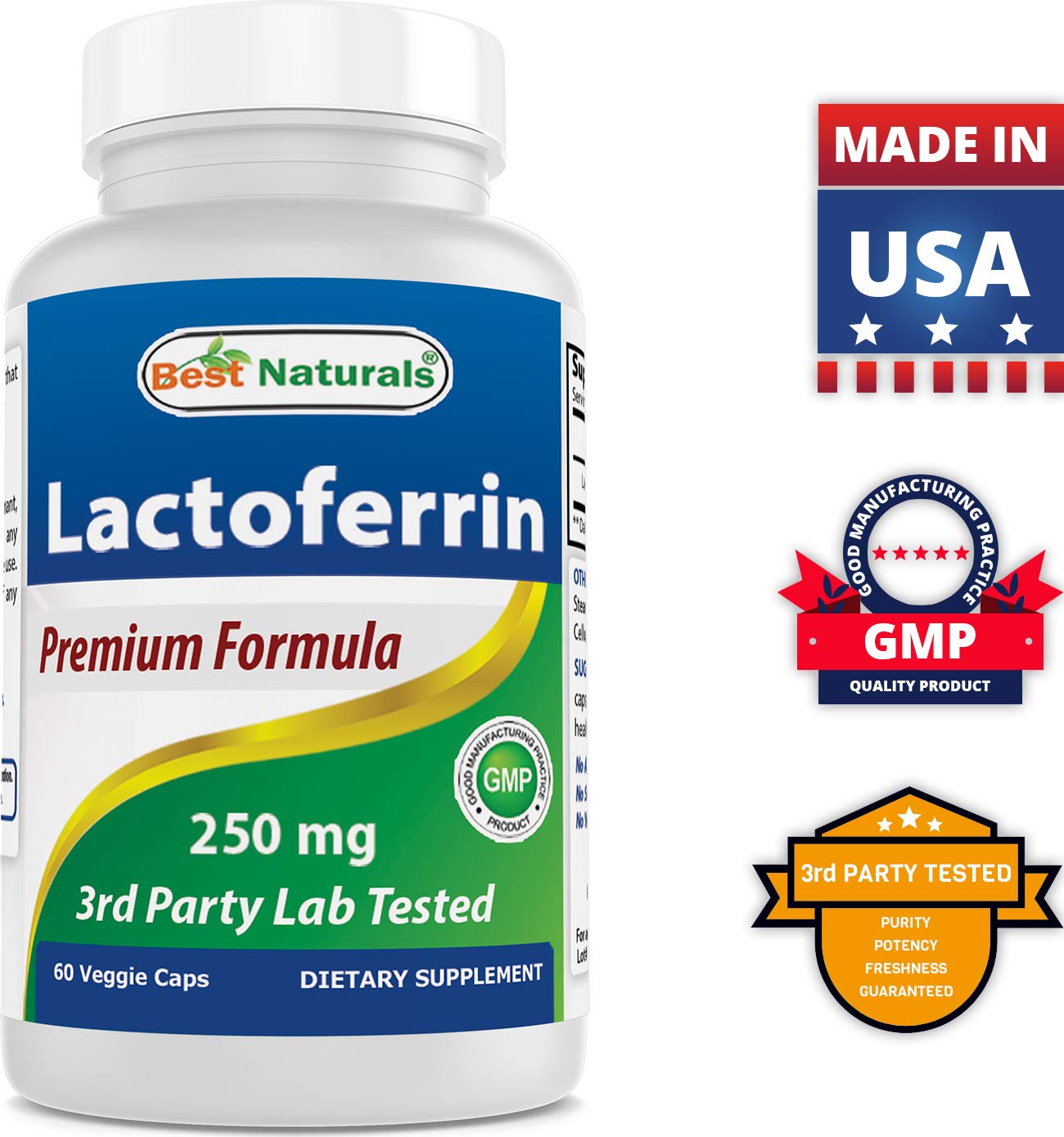 Foto 8 pulgar | Suplemento Best Naturals De Lactoferrina 250 Mg, 60 Cápsulas Vegetarianas - Venta Internacional.