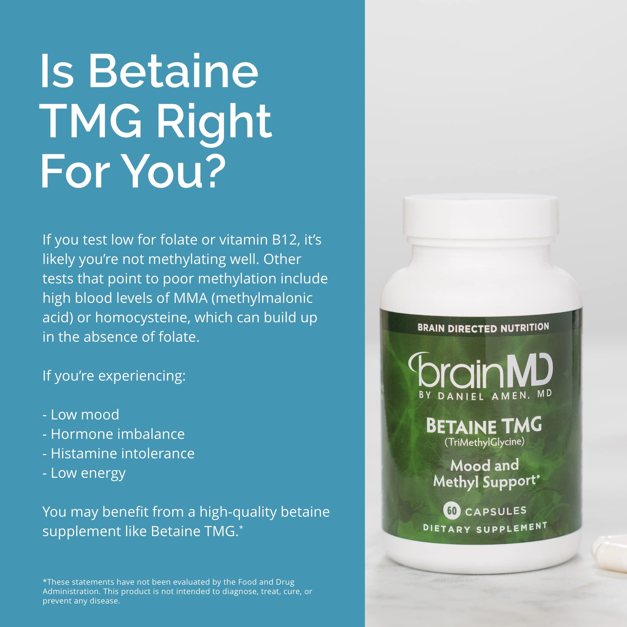 Foto 7 pulgar | Suplemento Brainmd Dr Amen Betaine Tmg 1000 Mg 60 Cápsulas - Venta Internacional.