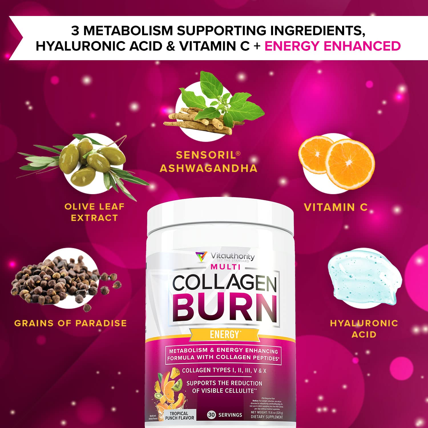 Foto 6 pulgar | Suplemento Vitauthority Multi Collagen Burn Energy-tropical - Venta Internacional.