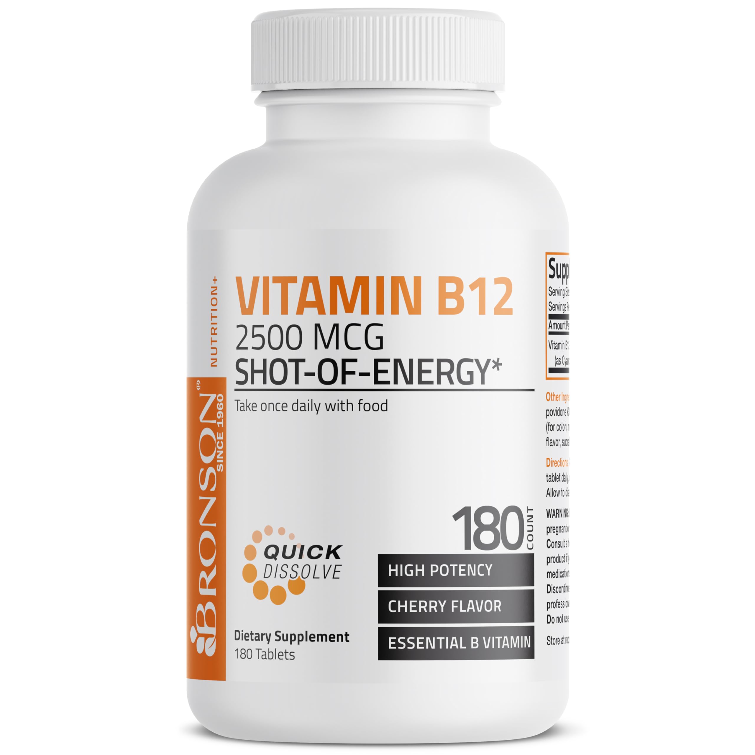 Foto 2 pulgar | Suplemento Bronson De Vitamina B12, 2500 Mcg, Tabletas Masticables, 180 Unidades - Venta Internacional.