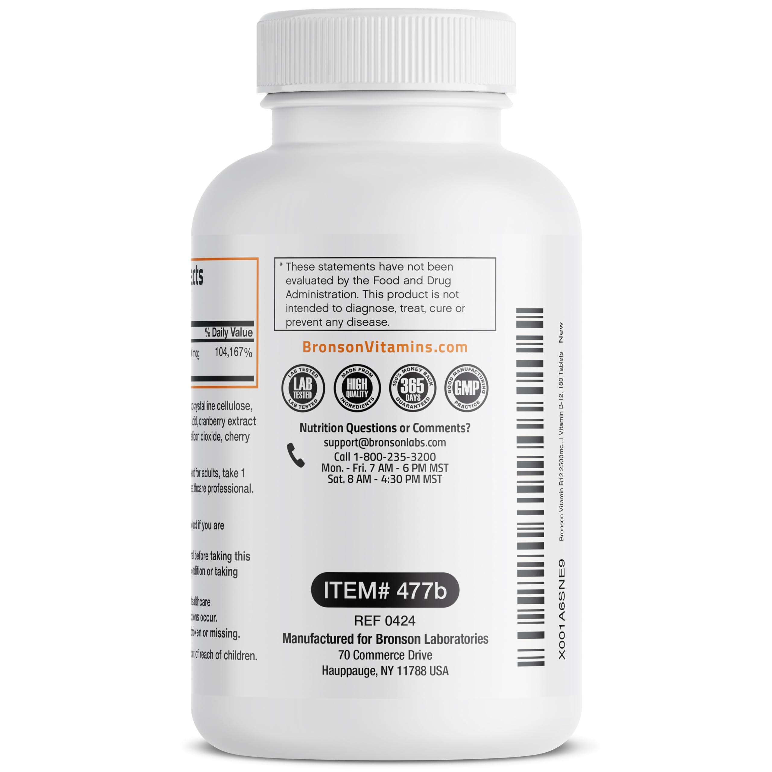 Foto 3 pulgar | Suplemento Bronson De Vitamina B12, 2500 Mcg, Tabletas Masticables, 180 Unidades - Venta Internacional.