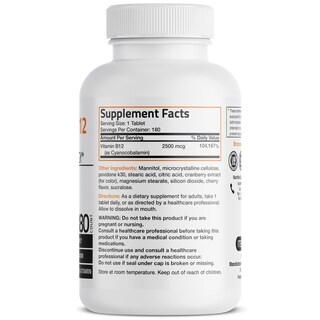 Foto 3 | Suplemento Bronson De Vitamina B12, 2500 Mcg, Tabletas Masticables, 180 Unidades - Venta Internacional.