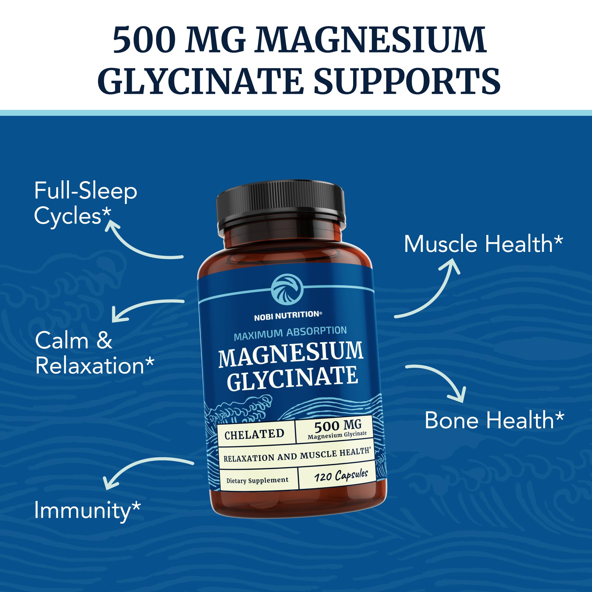 Foto 5 pulgar | Suplemento Nobi Nutrition De Glicinato De Magnesio, 500 Mg, 120 Unidades - Venta Internacional.