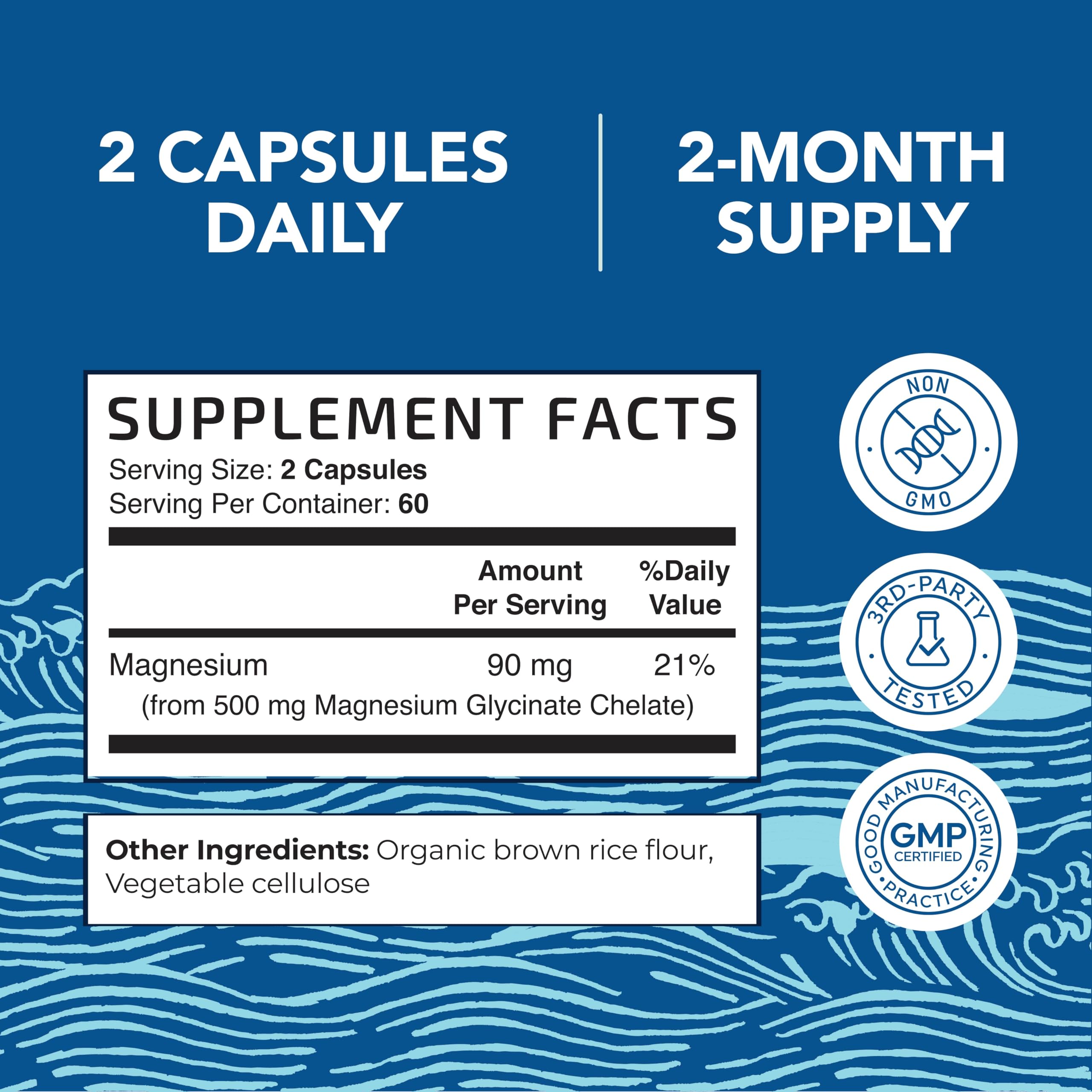 Foto 6 pulgar | Suplemento Nobi Nutrition De Glicinato De Magnesio, 500 Mg, 120 Unidades - Venta Internacional.