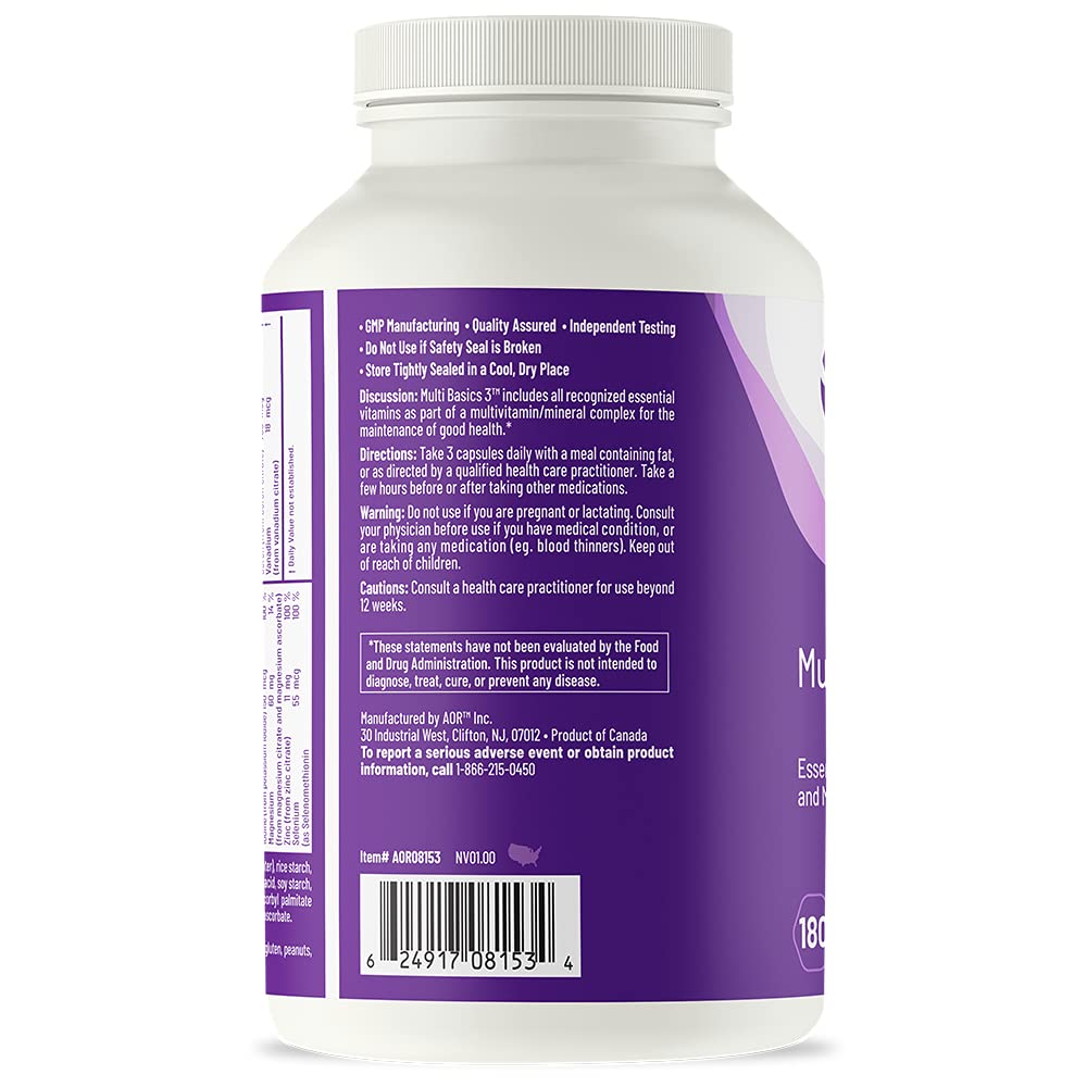 Foto 3 pulgar | Suplemento Multivitamínico Esencial Aor Multi Basics 3, 180 Cápsulas - Venta Internacional.