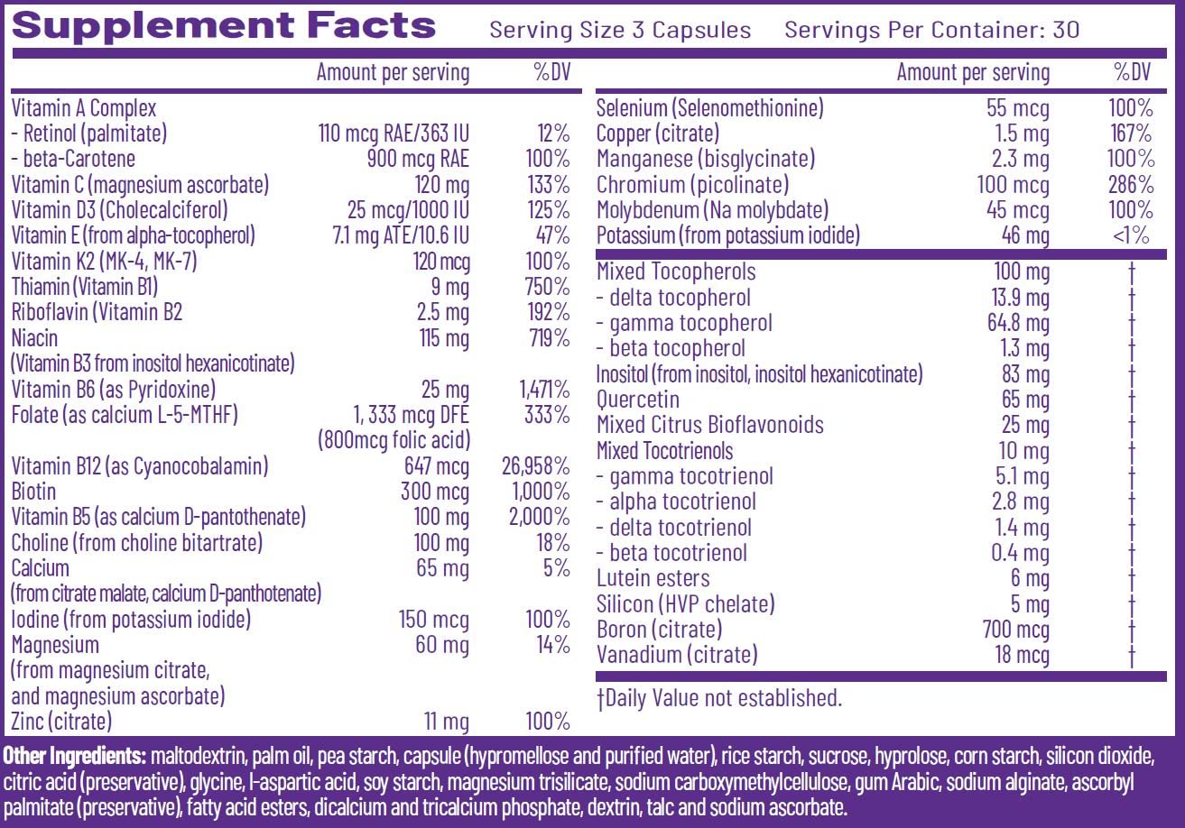 Foto 4 | Suplemento Multivitamínico Esencial Aor Multi Basics 3, 180 Cápsulas - Venta Internacional.