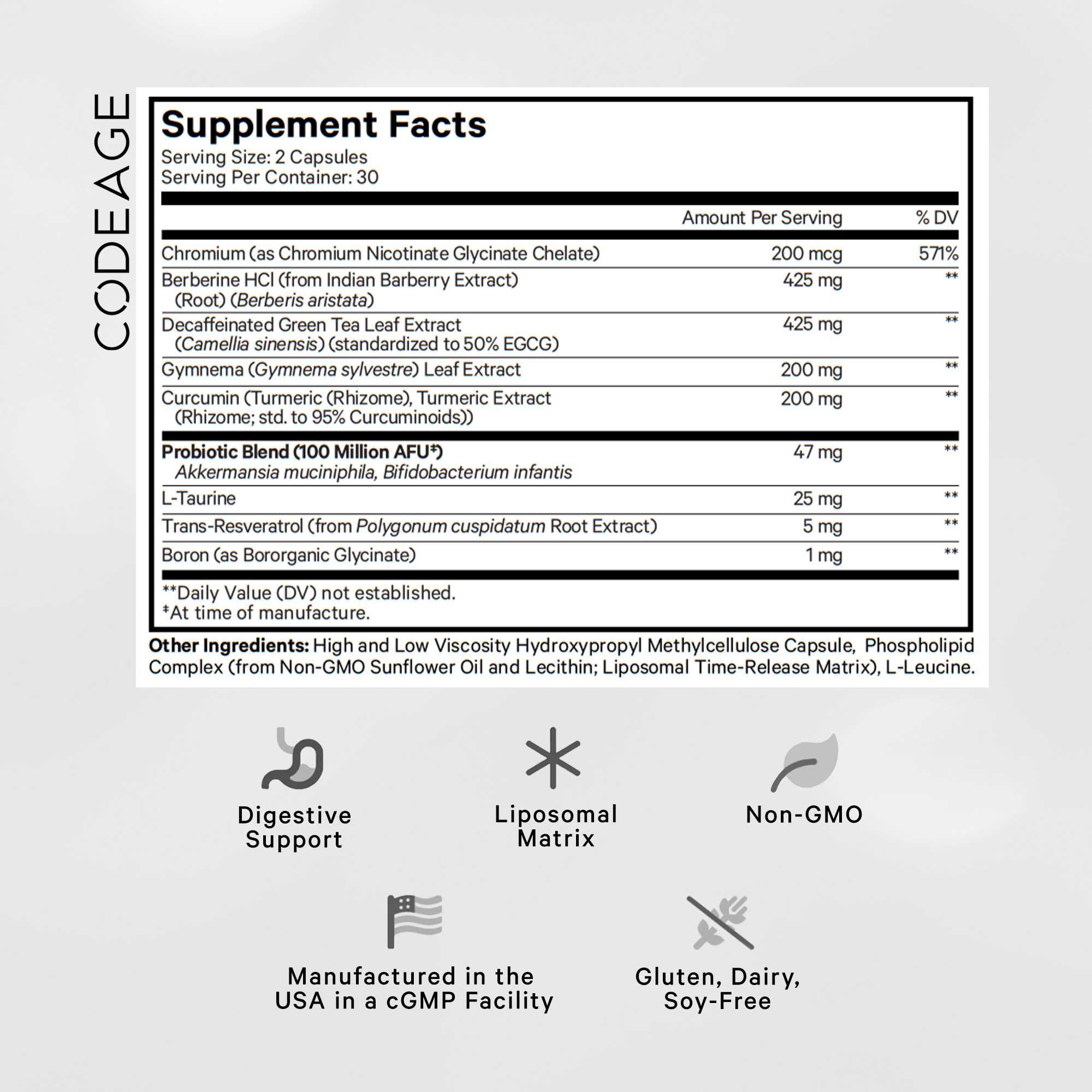 Foto 2 | Suplemento Codeage Glp-advantage+ Metabolic Support 60 Cápsulas - Venta Internacional.