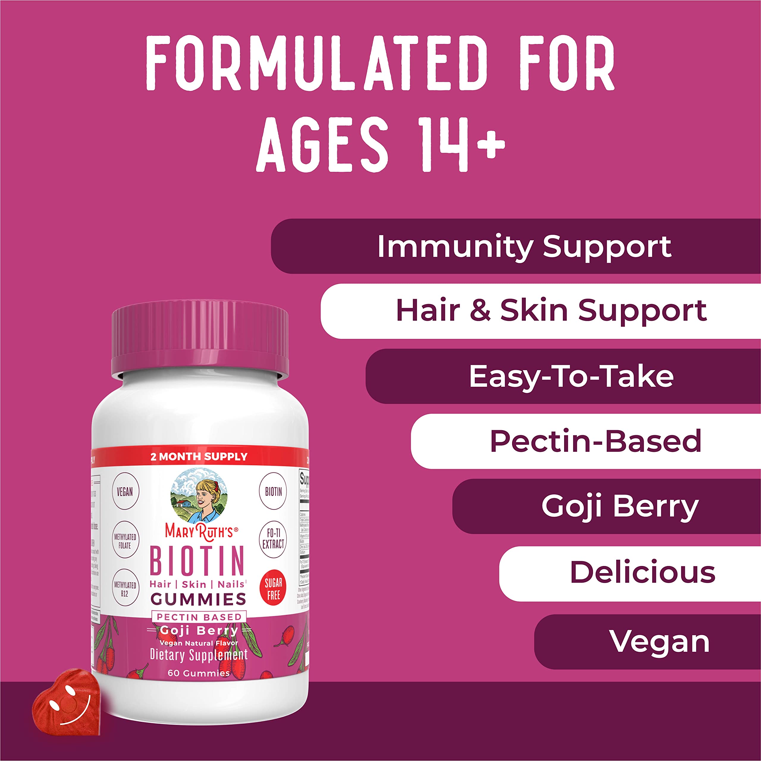 Foto 4 pulgar | Gomitas De Biotina De Supplement Maryruth Organics, 60 Unidades - Venta Internacional.