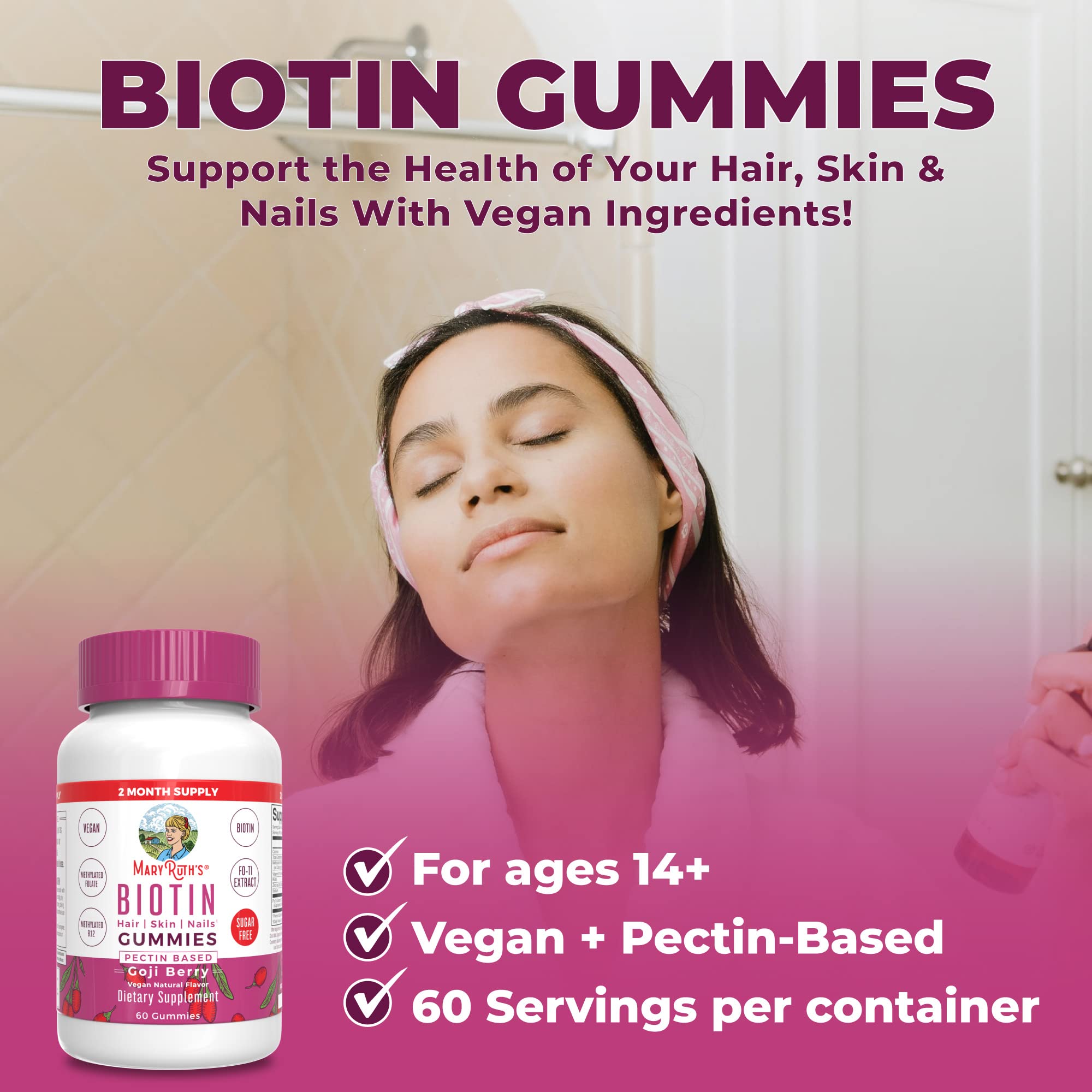 Foto 8 pulgar | Gomitas De Biotina De Supplement Maryruth Organics, 60 Unidades - Venta Internacional.