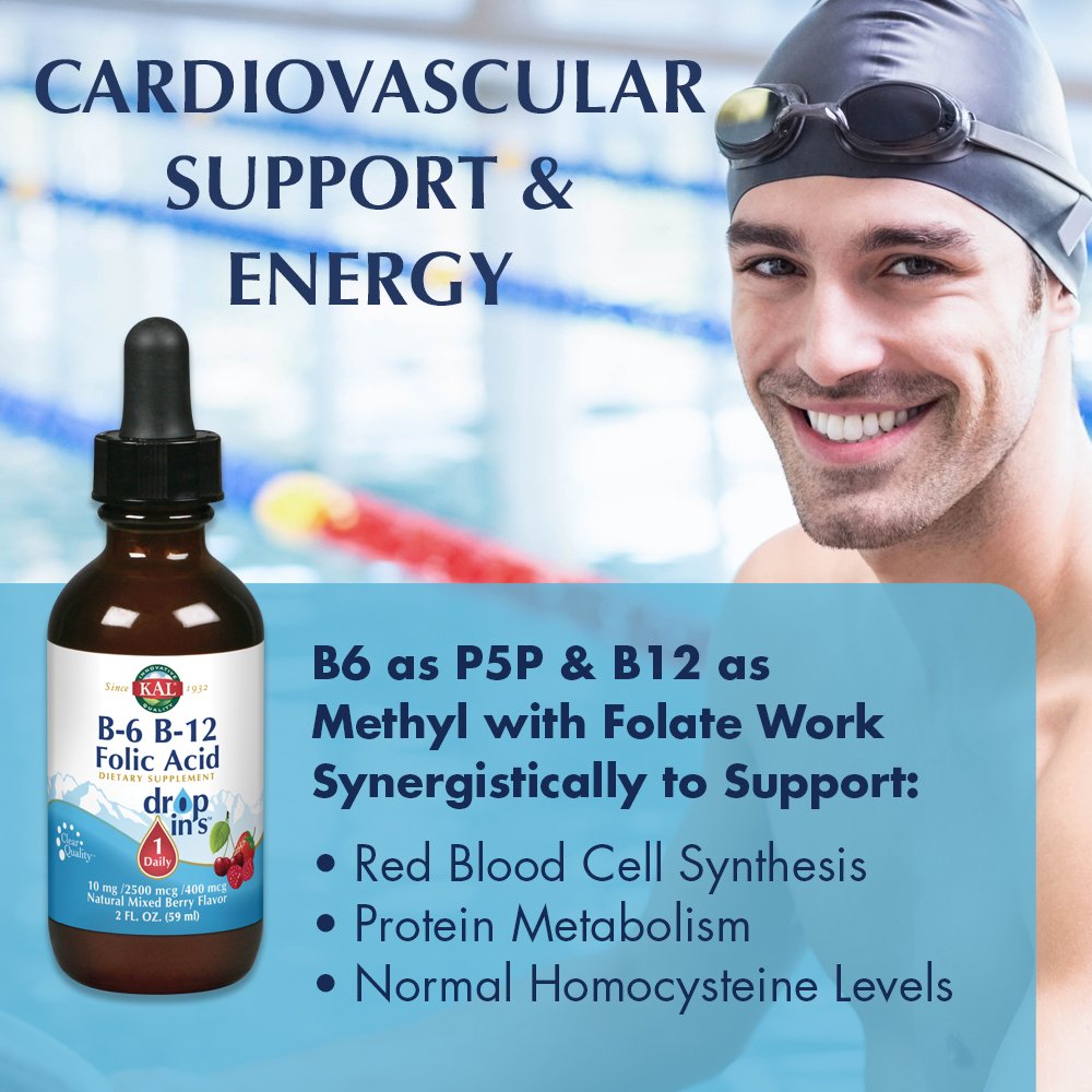Foto 4 pulgar | Suplemento Kal De Vitamina B-6, B-12 Y Ácido Fólico En Gotas, 60 Ml - Venta Internacional.