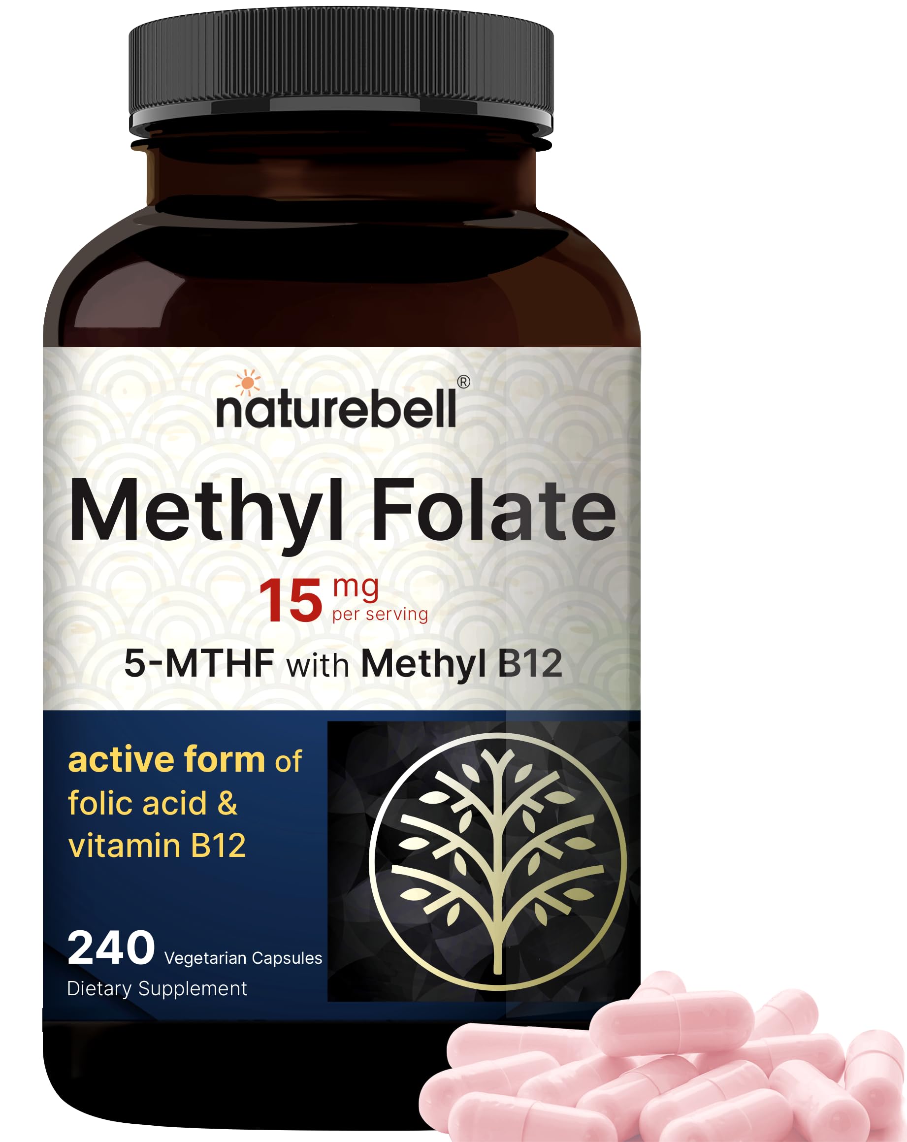 Foto 2 pulgar | Suplemento De Metilfolato De 15 Mg De Naturebell Con 1000 Mcg De Metil B12 - Venta Internacional.