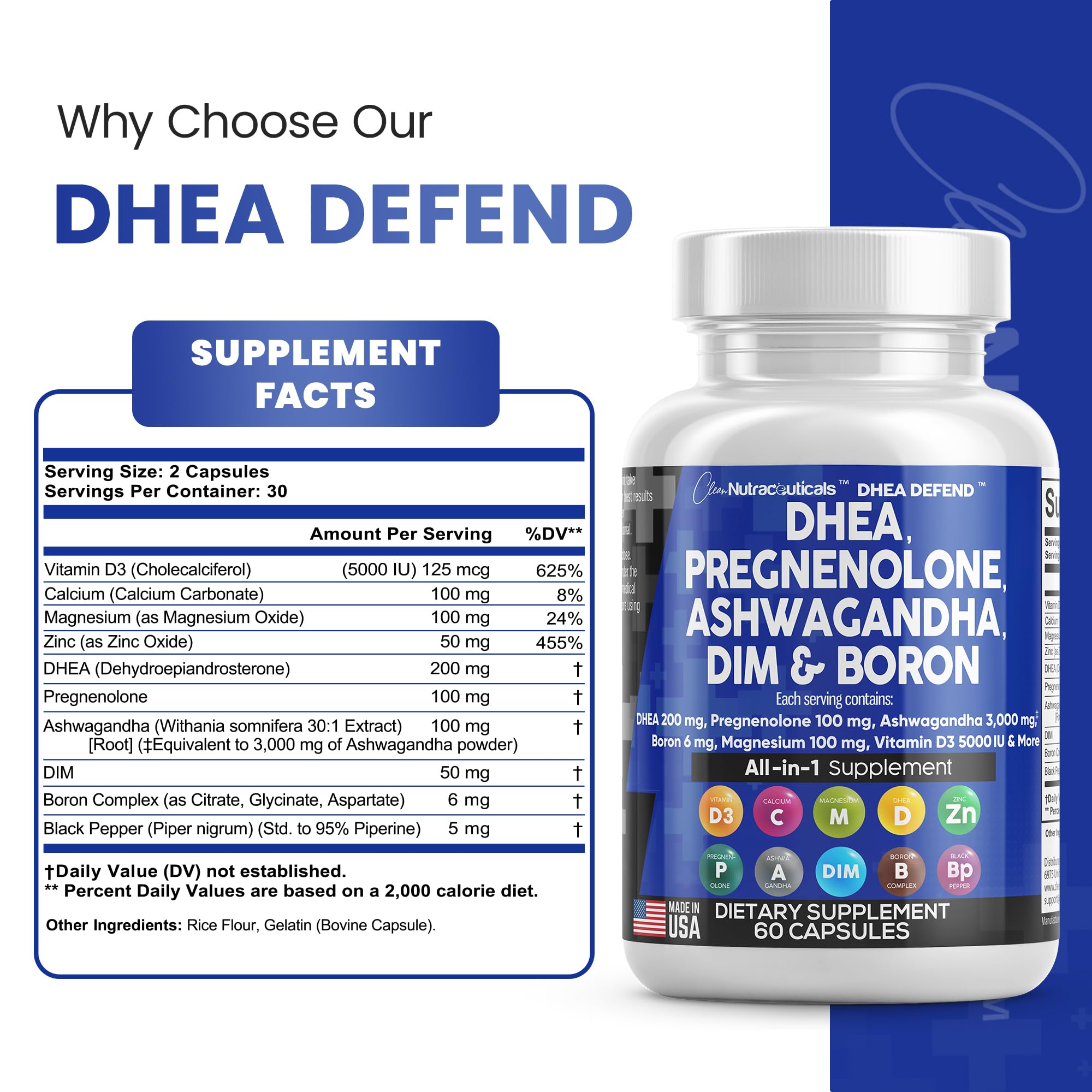 Foto 4 pulgar | Suplemento Clean Nutraceuticals Dhea 200 Mg Pregnenolona 100 Mg - Venta Internacional.