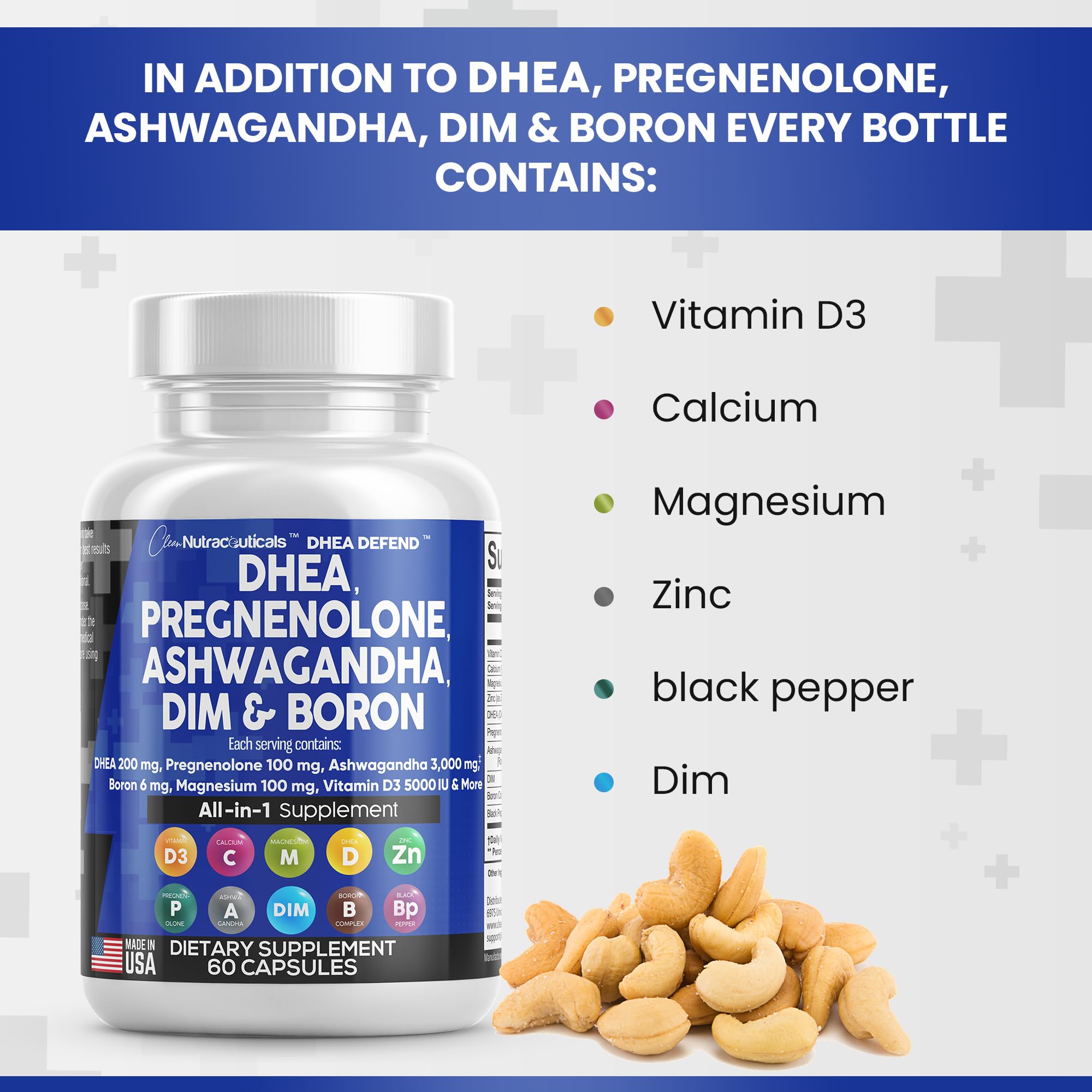 Foto 6 pulgar | Suplemento Clean Nutraceuticals Dhea 200 Mg Pregnenolona 100 Mg - Venta Internacional.