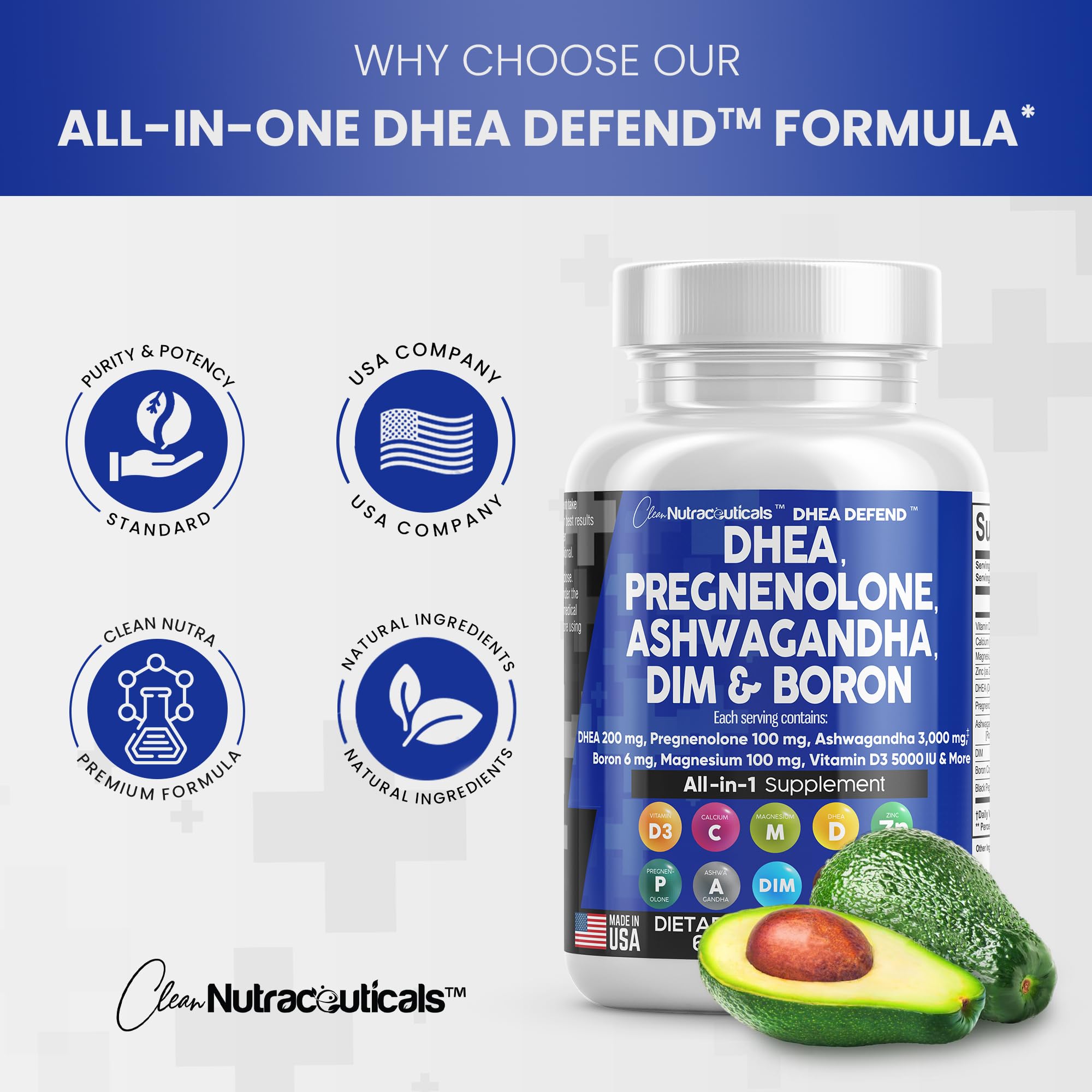 Foto 7 pulgar | Suplemento Clean Nutraceuticals Dhea 200 Mg Pregnenolona 100 Mg - Venta Internacional.