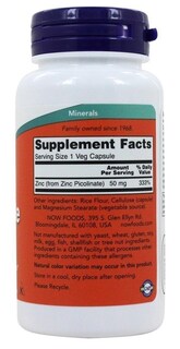 Foto 3 | Supplement Now Foods Picolinato De Zinc 50 Mg 120 Cápsulas - Venta Internacional.