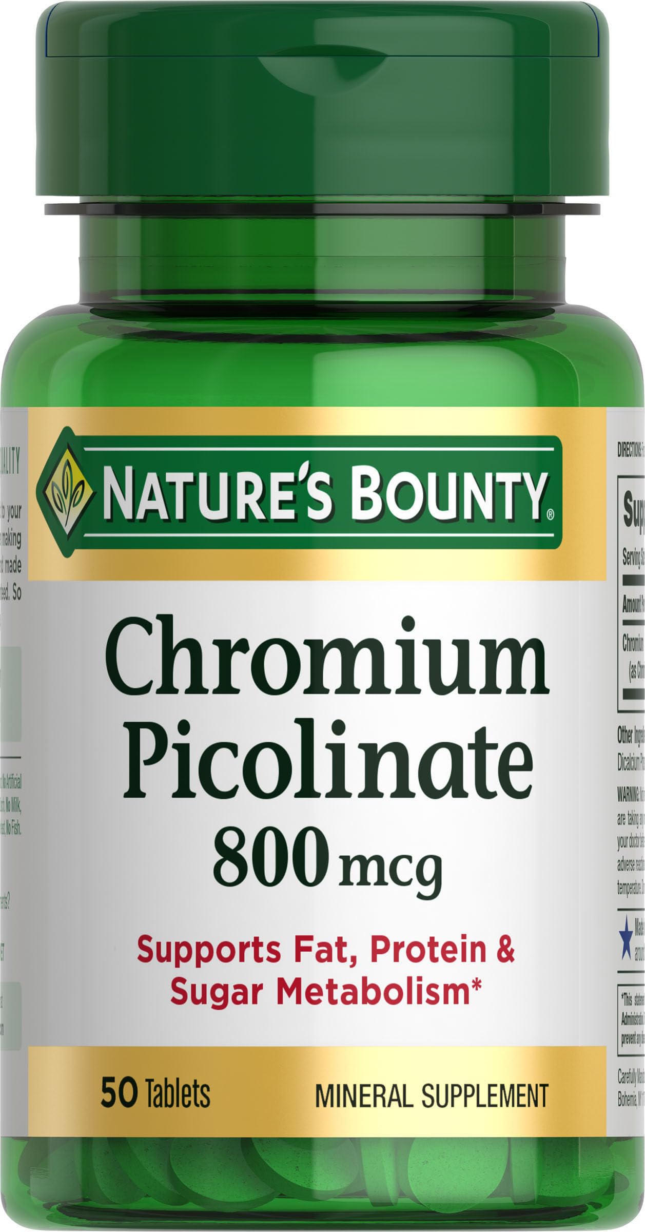 Foto 2 pulgar | Suplemento Nature's Bounty De Picolinato De Cromo 800 Mcg 50 Tabletas - Venta Internacional.