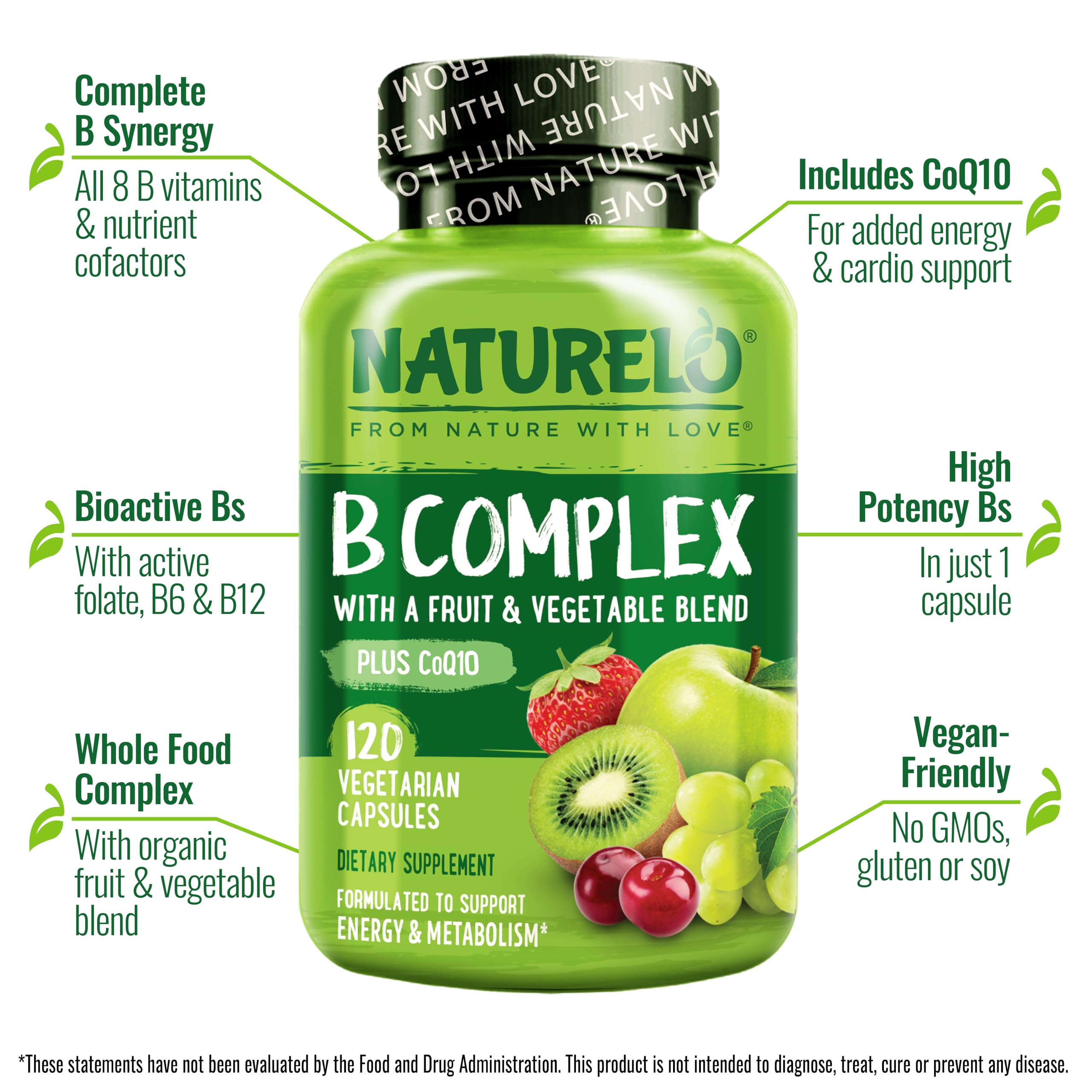Foto 5 pulgar | Suplemento De Complejo De Vitamina B Naturelo 120 Cápsulas - Venta Internacional.