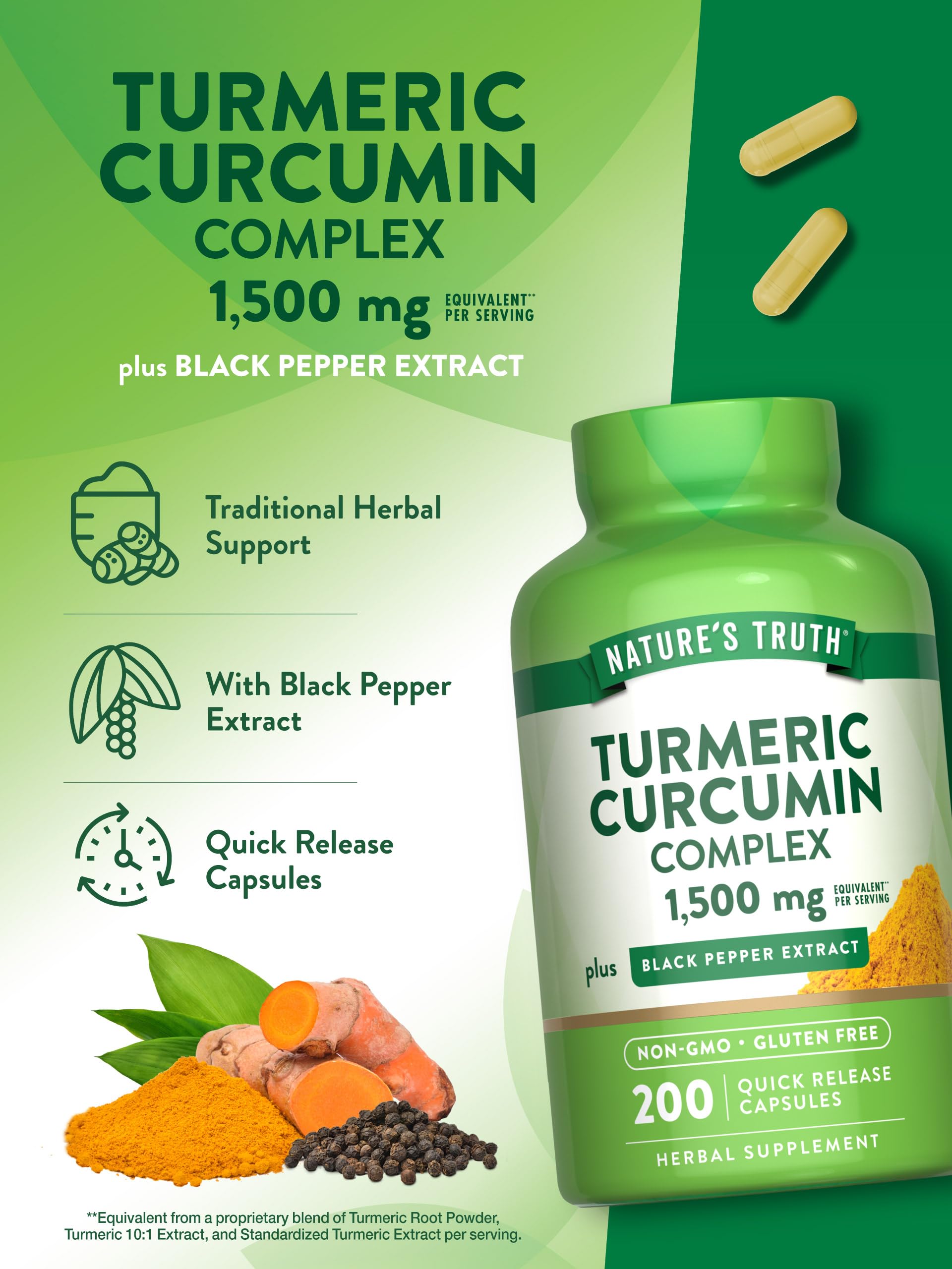 Foto 6 pulgar | Suplemento Nature's Truth, Cúrcuma Y Curcumina, 1500 Mg, 200 Cápsulas - Venta Internacional.
