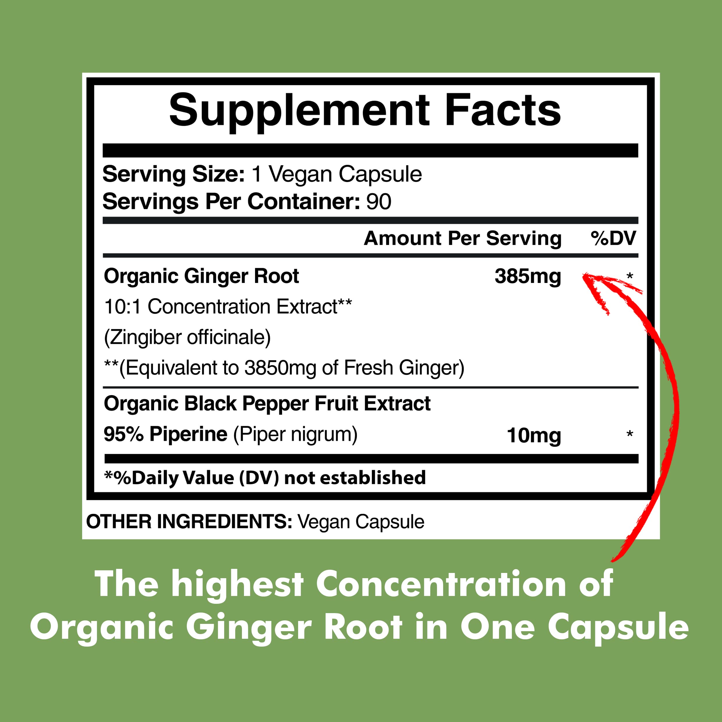 Foto 3 pulgar | Suplemento American Standard Supplements Organic Jengibre 3850 Mg - Venta Internacional.