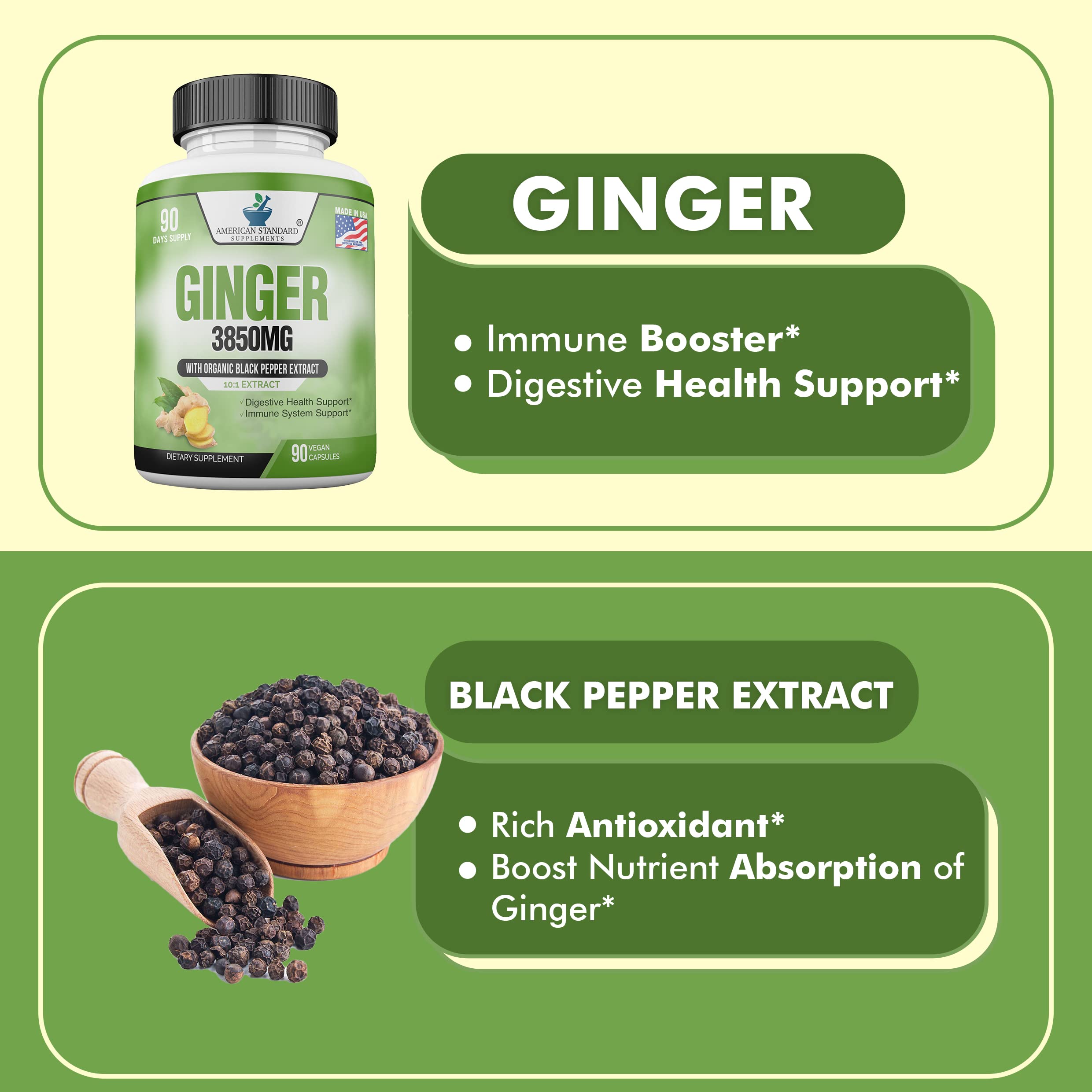 Foto 5 pulgar | Suplemento American Standard Supplements Organic Jengibre 3850 Mg - Venta Internacional.