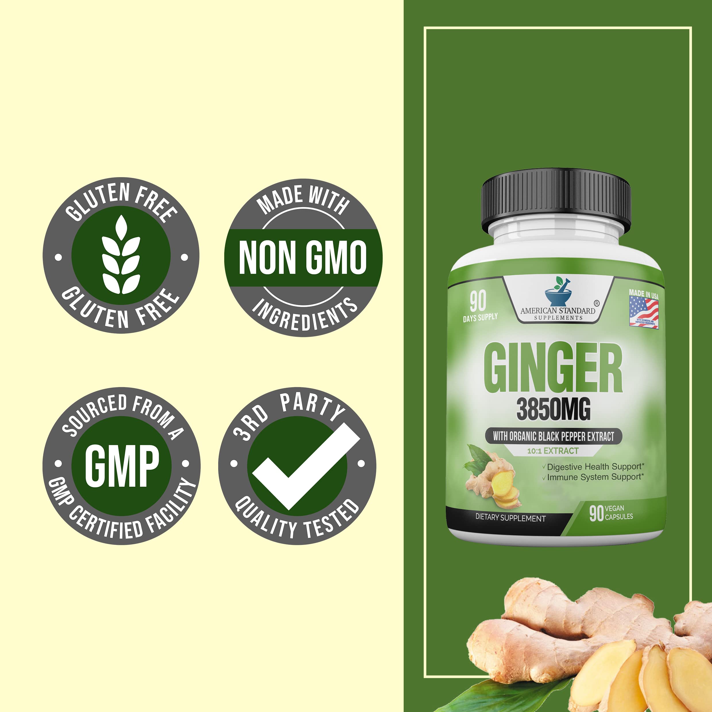 Foto 8 pulgar | Suplemento American Standard Supplements Organic Jengibre 3850 Mg - Venta Internacional.
