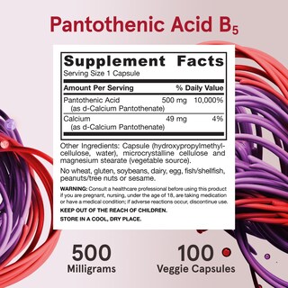 Foto 6 | Suplemento De Ácido Pantoténico B5 De Jarrow Formulas, 500 Mg, 100 Cápsulas - Venta Internacional.
