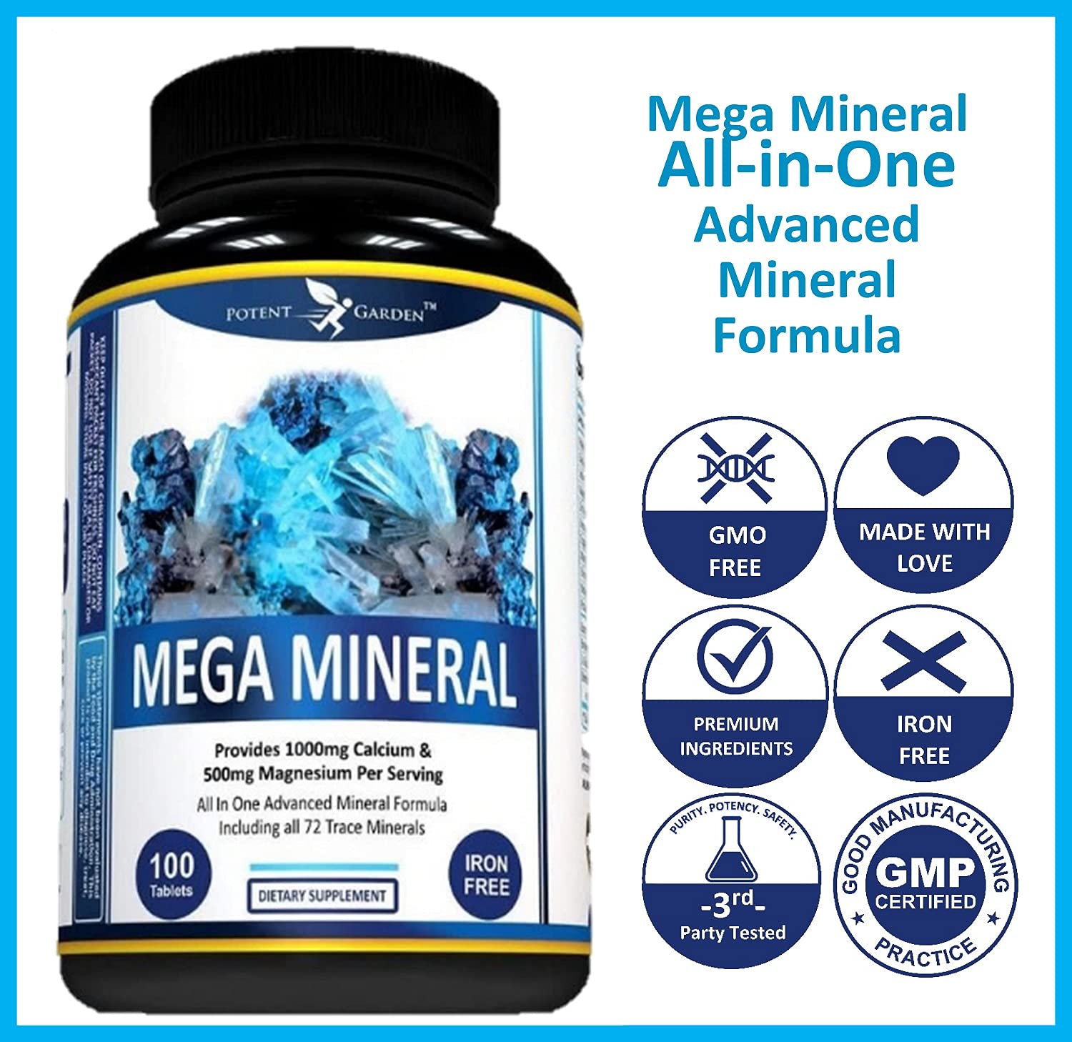 Foto 6 pulgar | Suplemento Potent Garden Mega Mineral Complex 100 Pastillas - Venta Internacional.