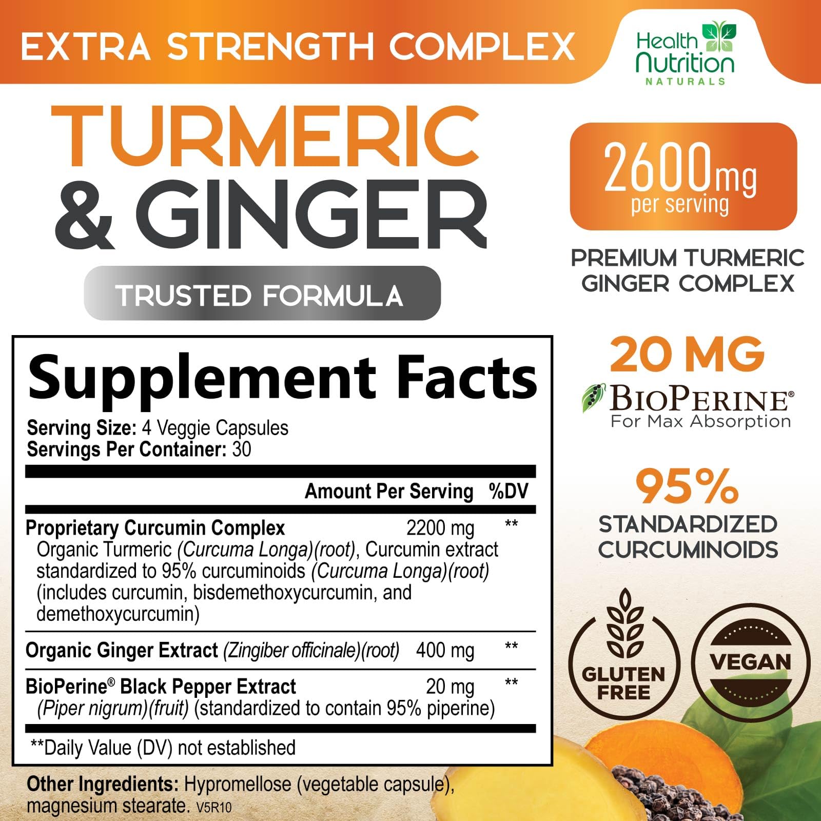 Foto 3 pulgar | Supplement Health Nutrition, Cúrcuma, Curcumina, 2600 Mg, 120 Cápsulas - Venta Internacional.