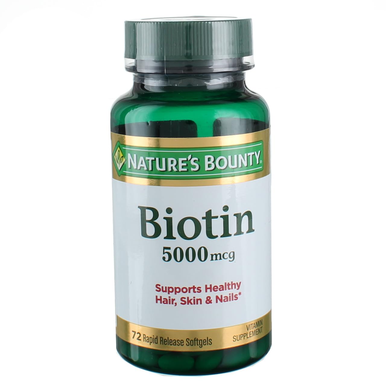 Suplemento Nature's Bounty Biotin En Cápsulas Blandas Líquidas De 5000 Mcg X72 - Venta Internacional.