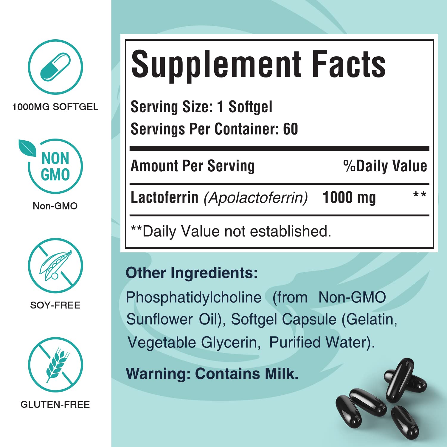 Foto 8 pulgar | Suplementos De Lactoferrina Bovina Liposomal Superior 1000 Mg 60 Cápsulas Blandas - Venta Internacional.