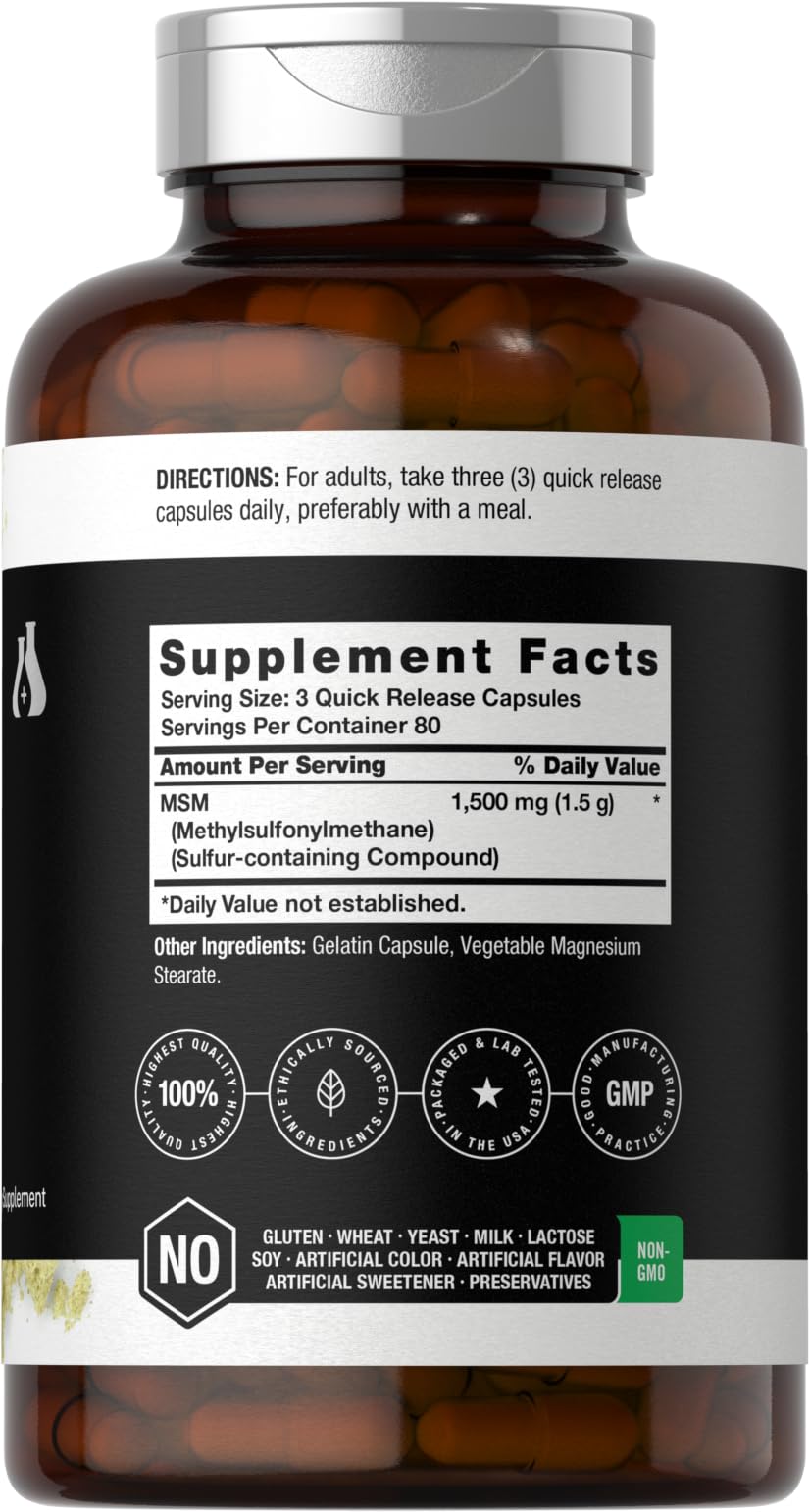 Foto 3 pulgar | Suplemento Horbäach Msm En Cápsulas De 1500 Mg, 240 Unidades - Venta Internacional.