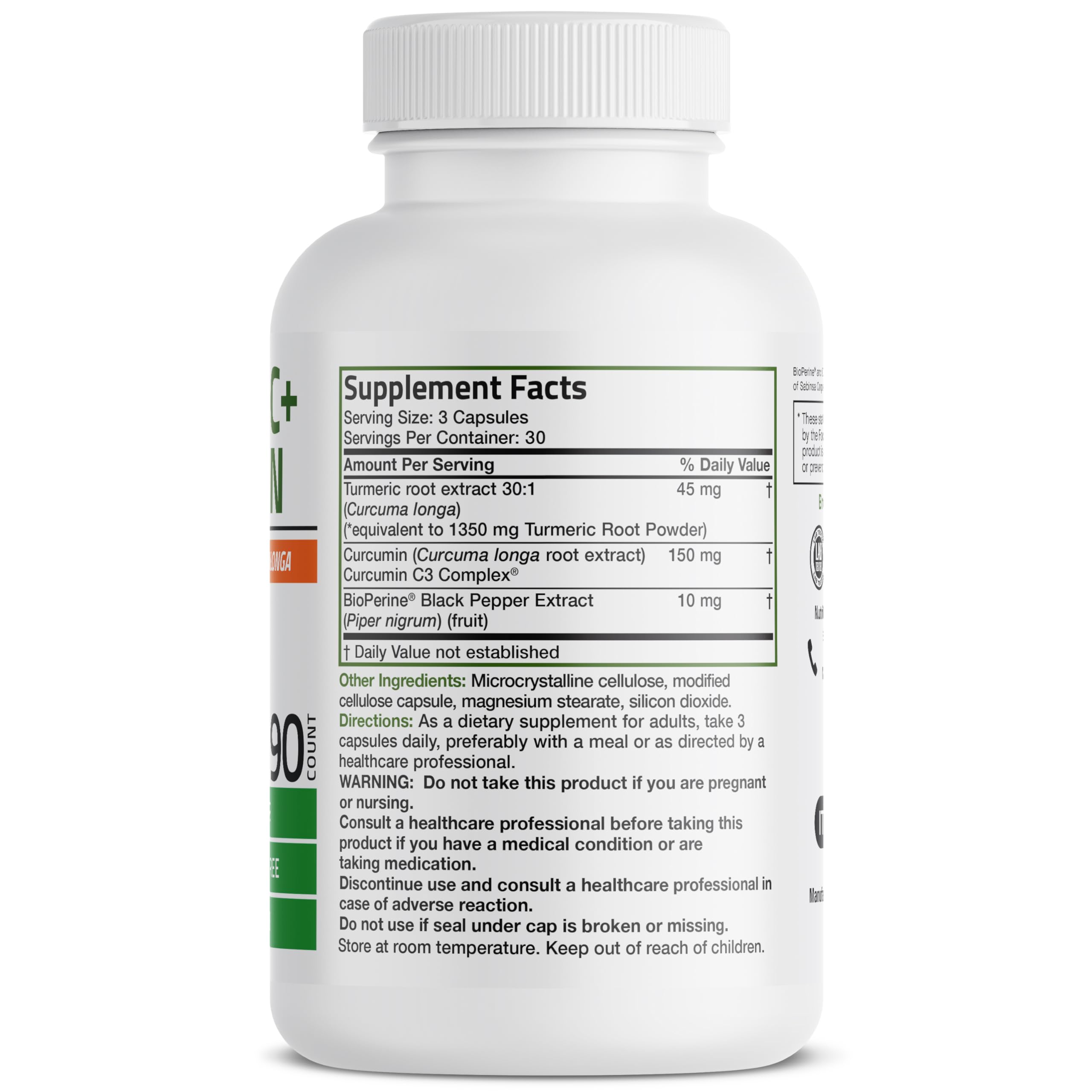 Foto 3 pulgar | Suplemento De Curcumina De Cúrcuma Bronson 1500 Mg 90 Cápsulas - Venta Internacional.