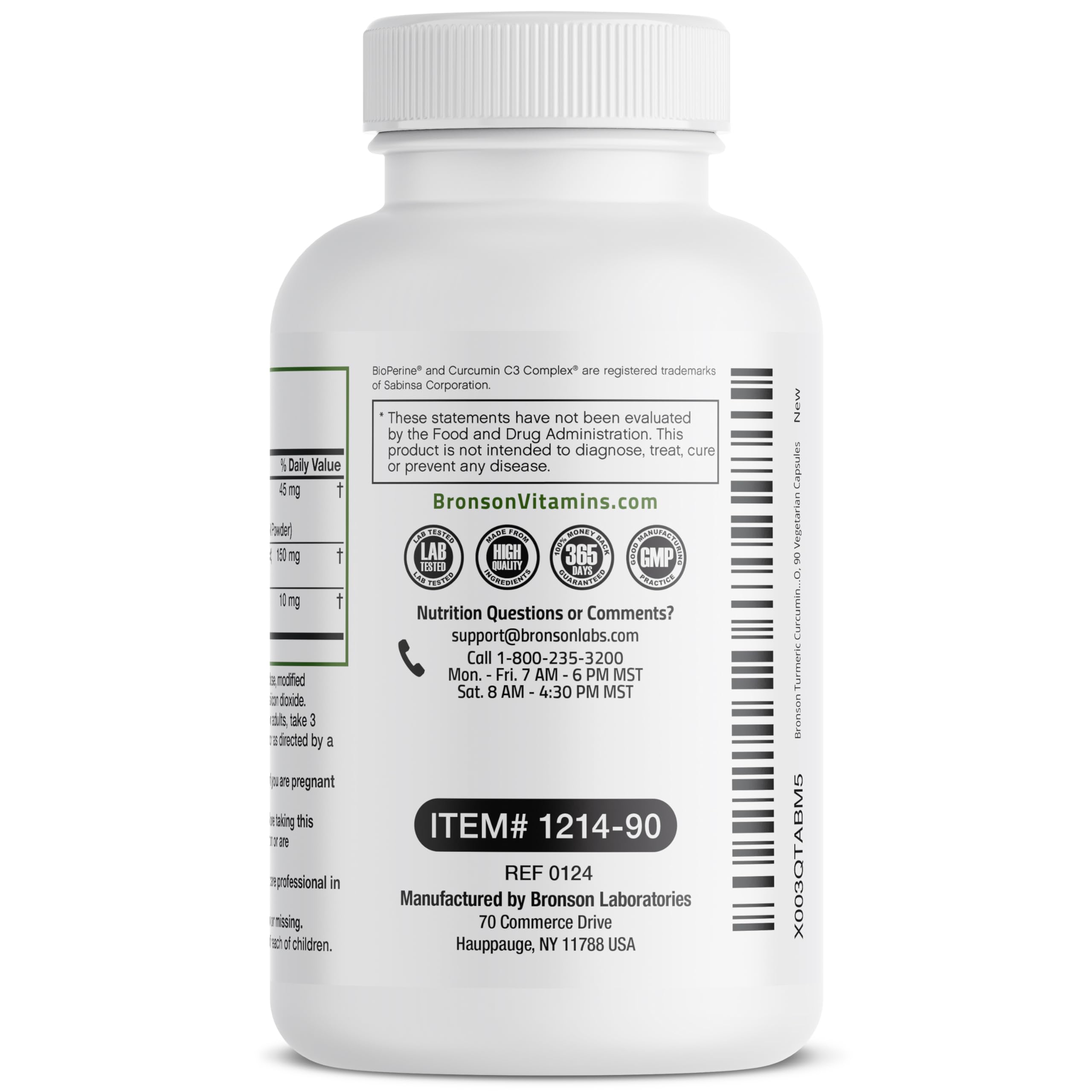 Foto 5 | Suplemento De Curcumina De Cúrcuma Bronson 1500 Mg 90 Cápsulas - Venta Internacional.