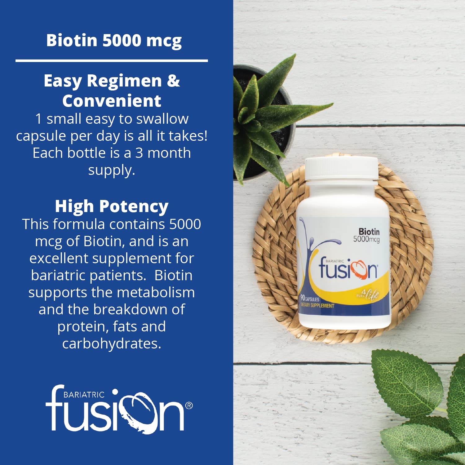 Foto 4 | Suplemento Bariatric Fusion Biotina 5000 Mcg De Vitamina 90 Cápsulas - Venta Internacional.
