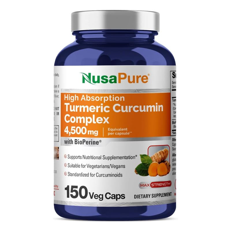 Suplemento Del Complejo De Cúrcuma Y Curcumina Nusapure, 4.500 Mg, 150 Cápsulas - Venta Internacional.