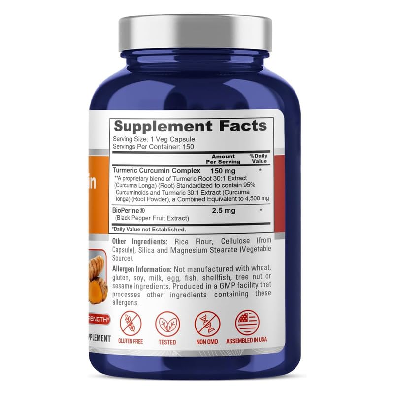 Foto 3 pulgar | Suplemento Del Complejo De Cúrcuma Y Curcumina Nusapure, 4.500 Mg, 150 Cápsulas - Venta Internacional.